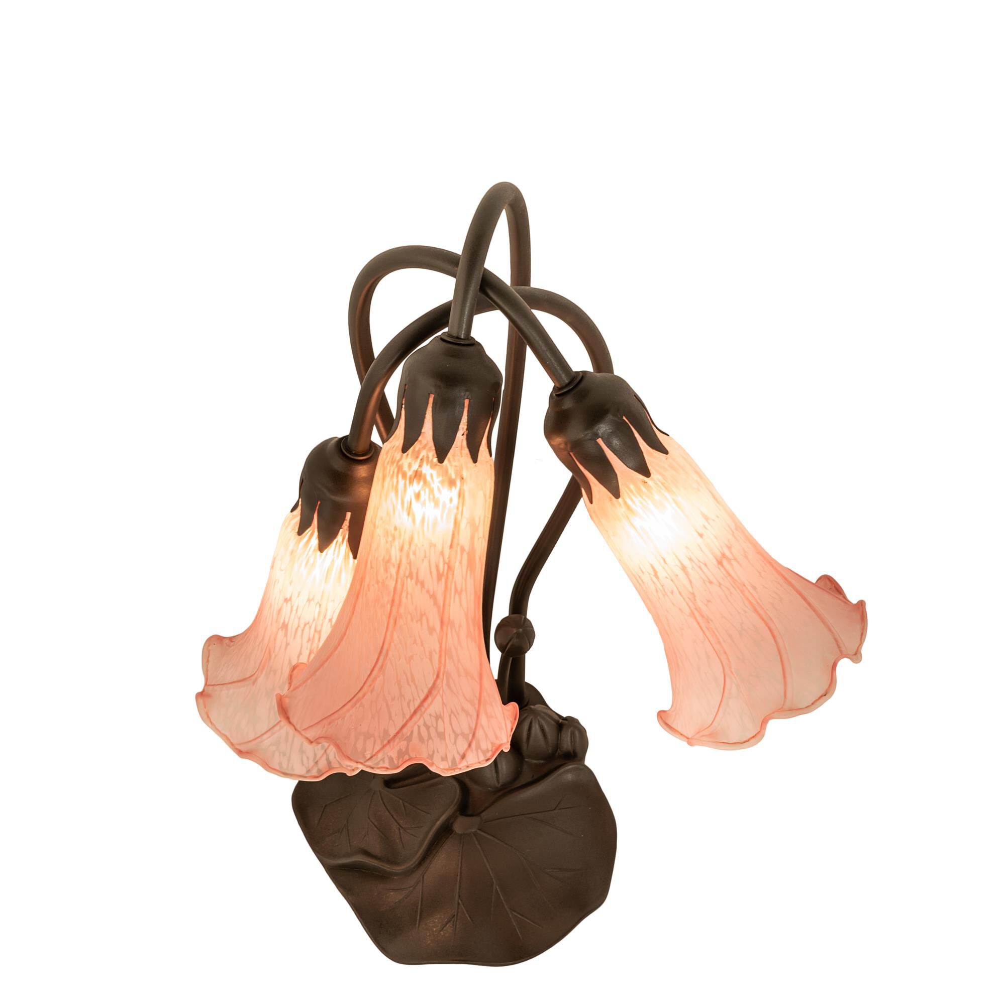 Shown in Mahogany Bronze finish and Pink glass