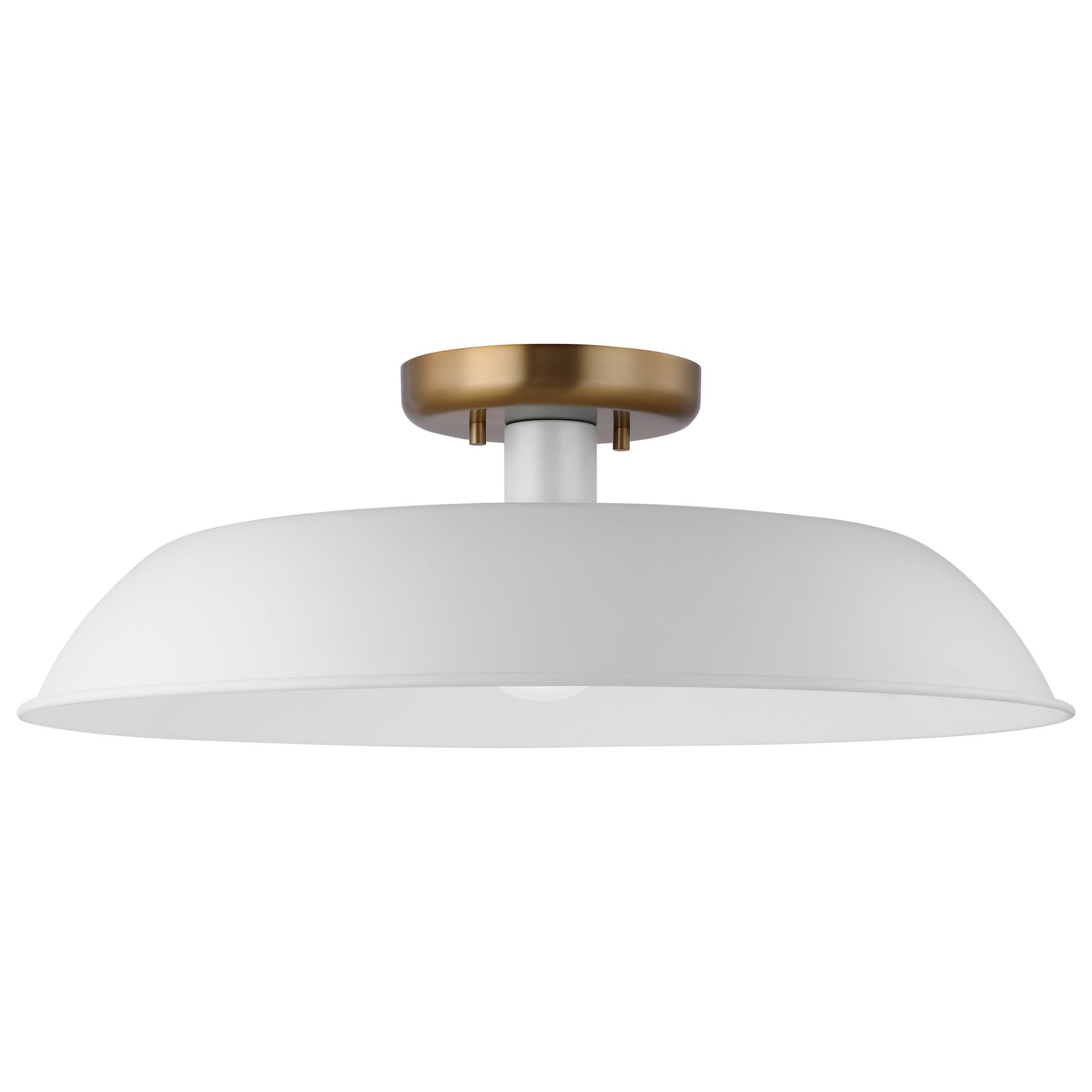 Shown in Matte White and Burnished Brass finish