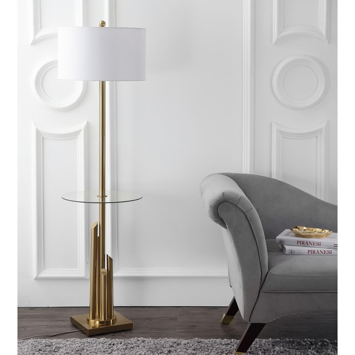 Shown in Brass finish and Cotton shade