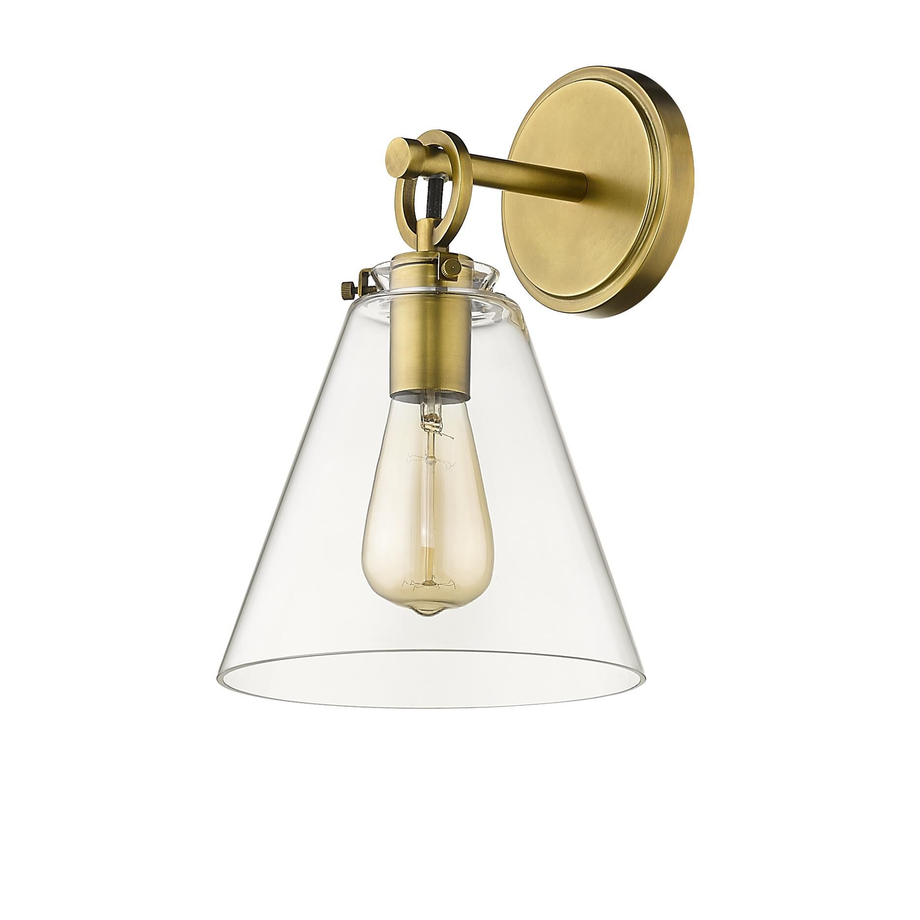 Shown in Rubbed Brass finish and Glass shade