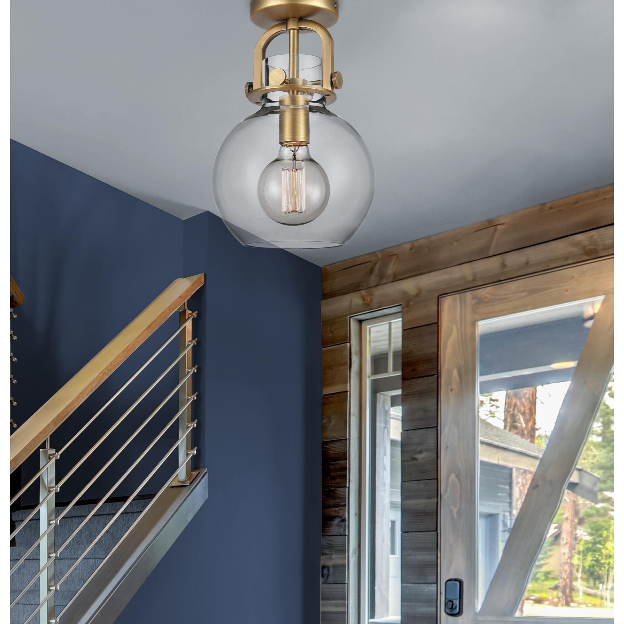 Shown in Brushed Brass finish and Bulb Tint: Amber accent