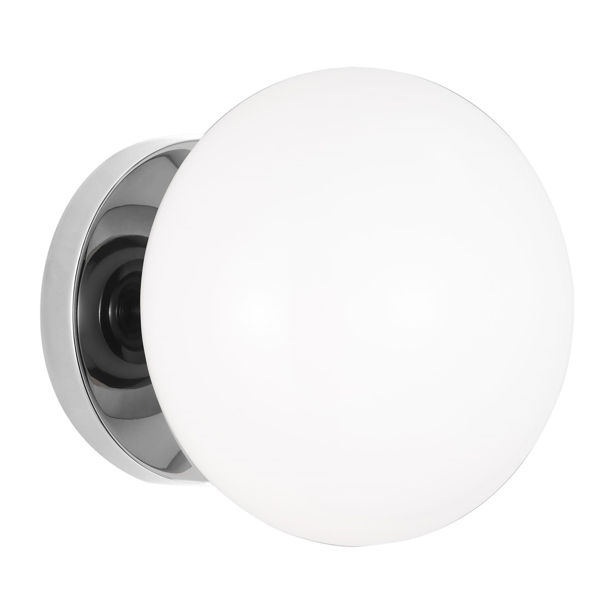Shown in Chrome finish and Milk glass