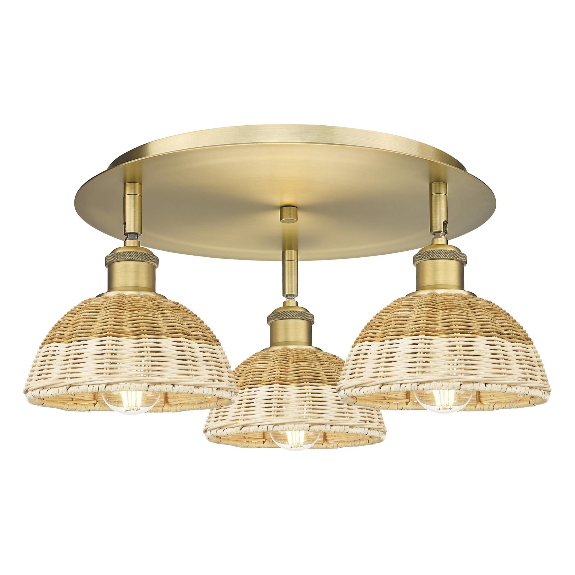 Shown in Brushed Brass finish and Natural shade