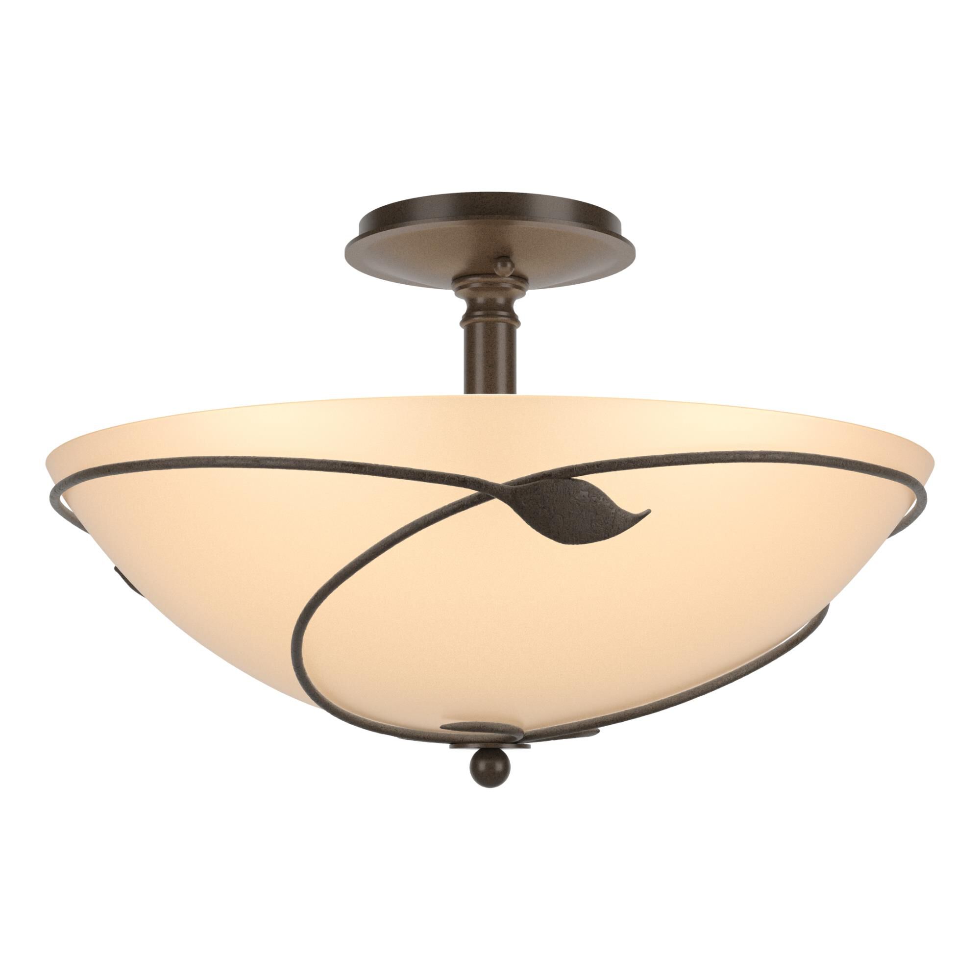 Forged Leaves 16 Inch 3 Light Semi Flush Mount by Hubbardton Forge