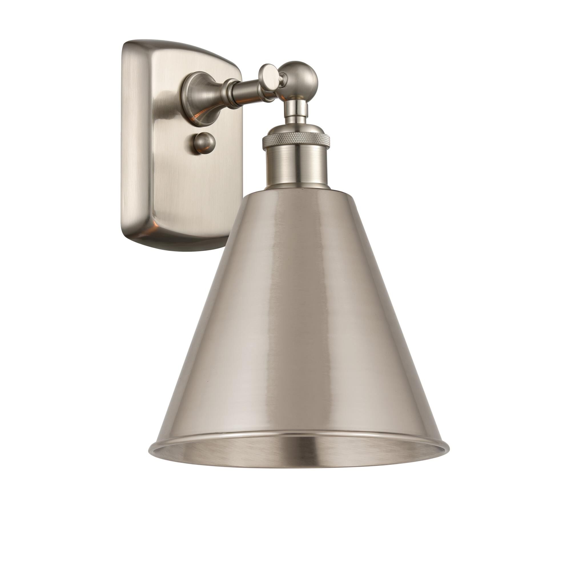 Shown in Brushed Satin Nickel finish and Brushed Satin Nickel Ballston Cone shade
