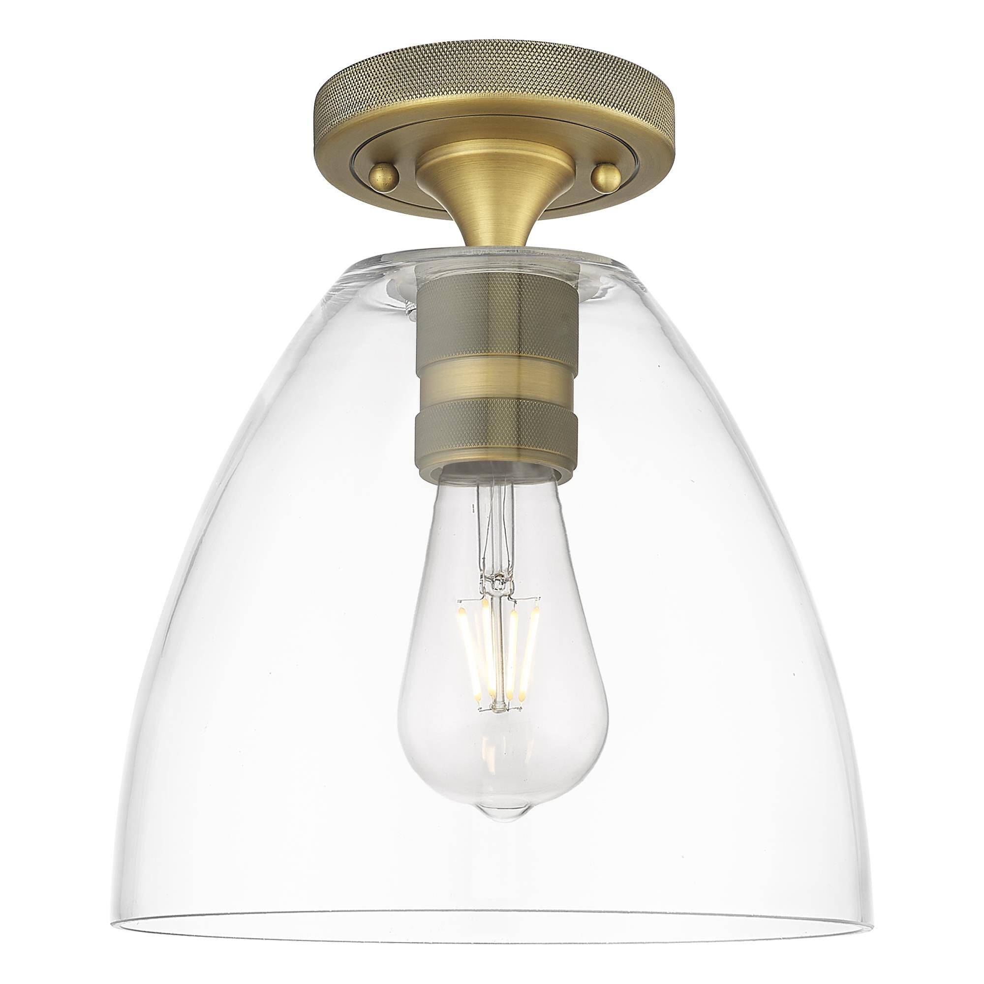 Shown in Brushed Brass finish and Clear glass