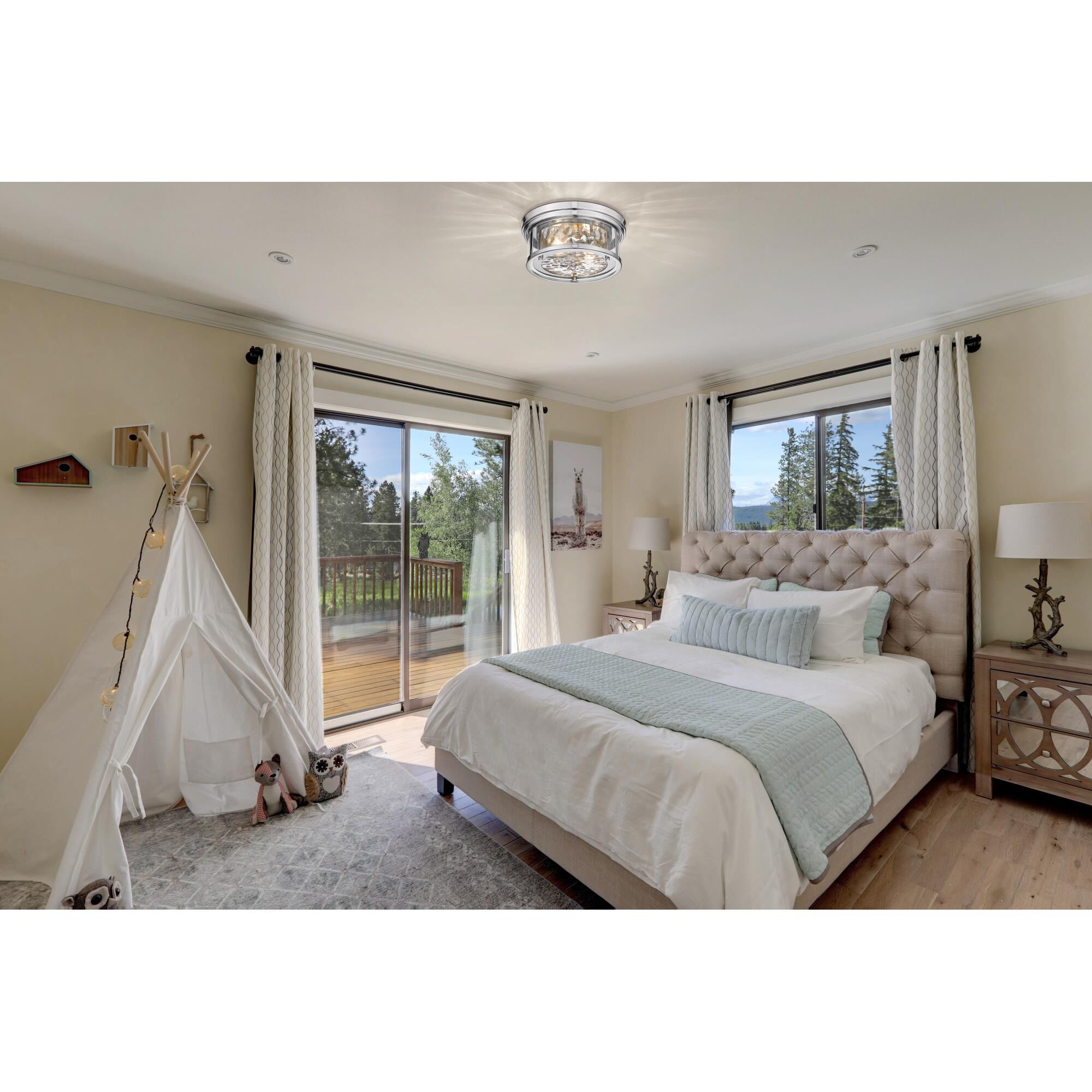 Shown in Polished Nickel finish and Inner Clear Water and Outer Clear glass and No Shade shade