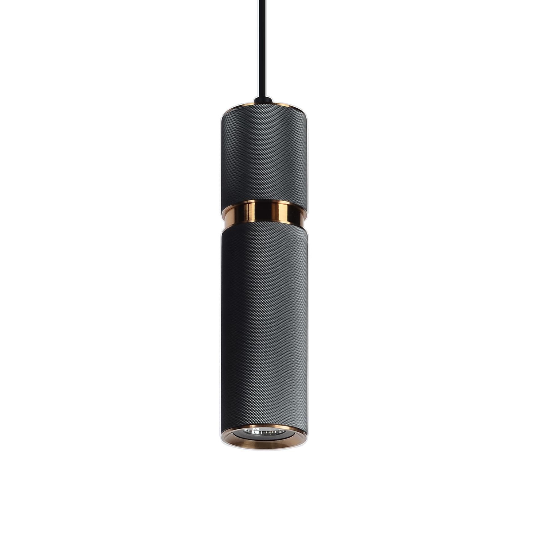 Shown in Knurled Dark Grey With Aged Brass Accents finish
