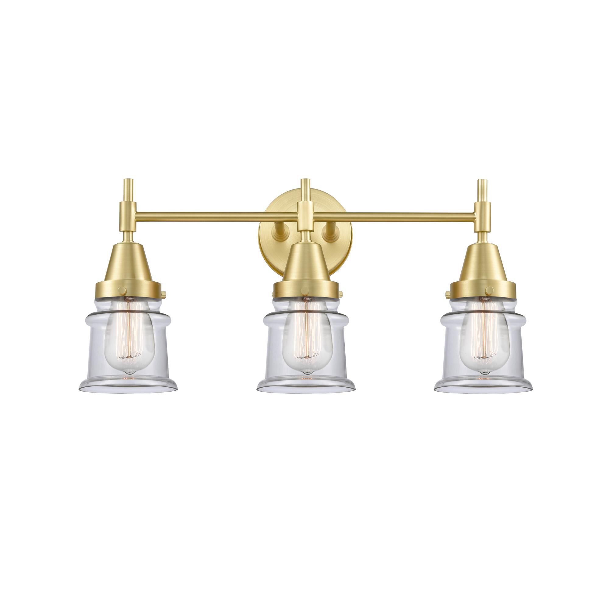 Shown in Satin Brass finish and Clear Large Cone glass