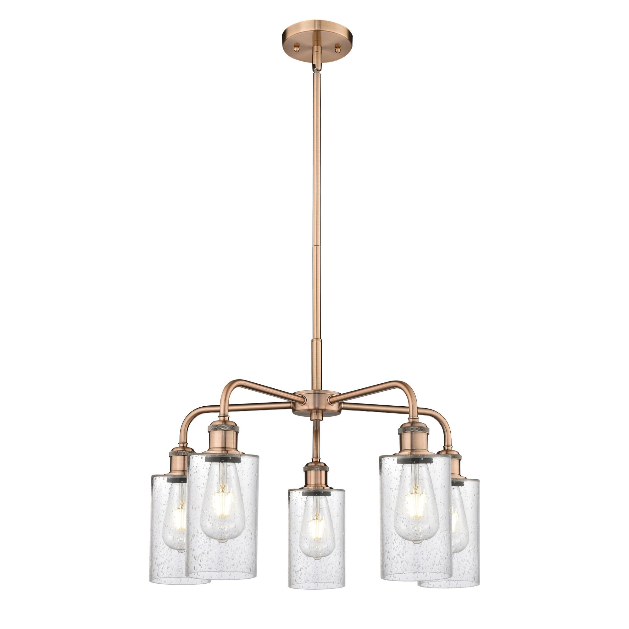 Shown in Antique Copper finish and Seedy glass