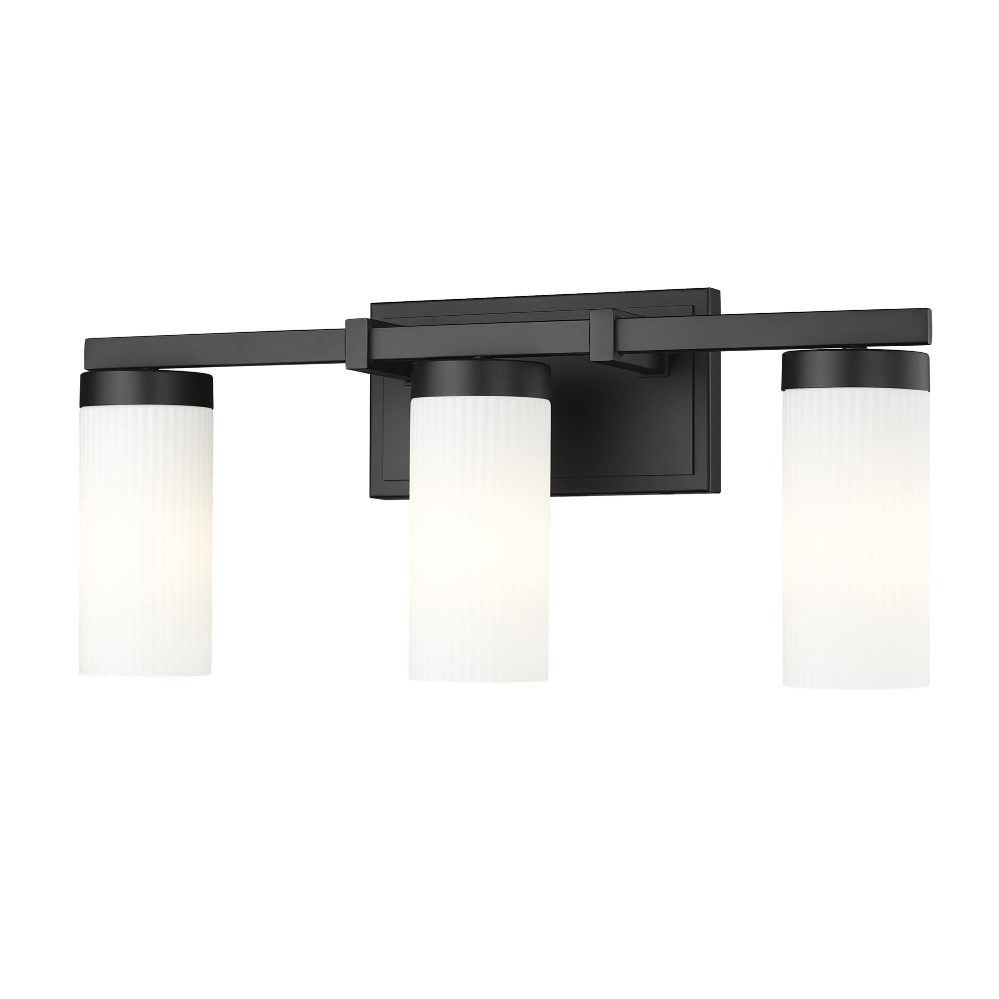 Shown in Matte Black finish and White glass and White shade