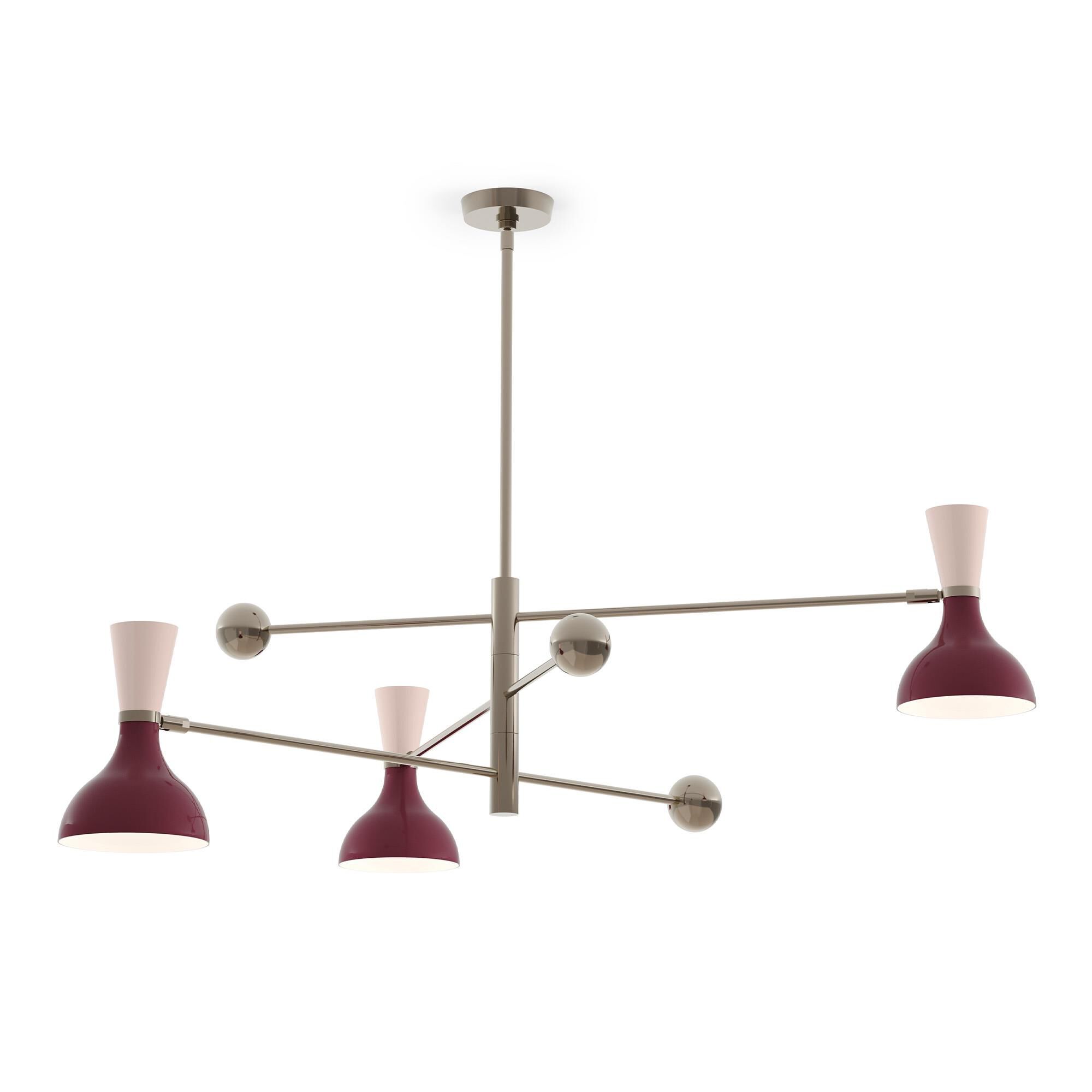 Shown in Polished Nickel finish and Sugar Plum and Rose Water shade