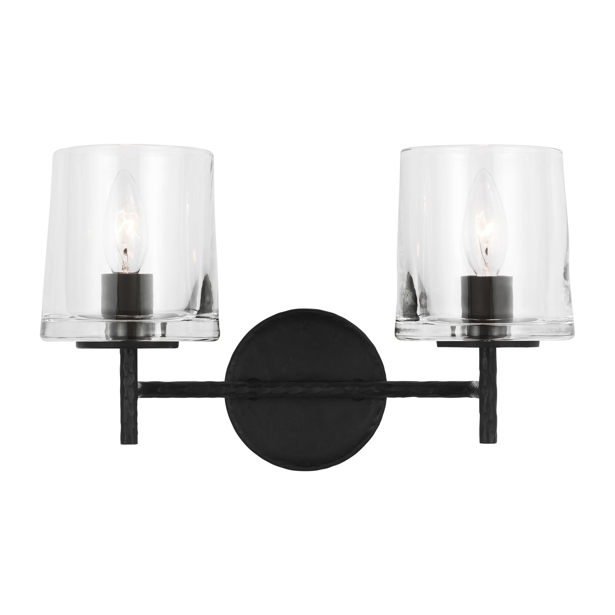 Shown in Aged Iron finish and Clear Glass s shade