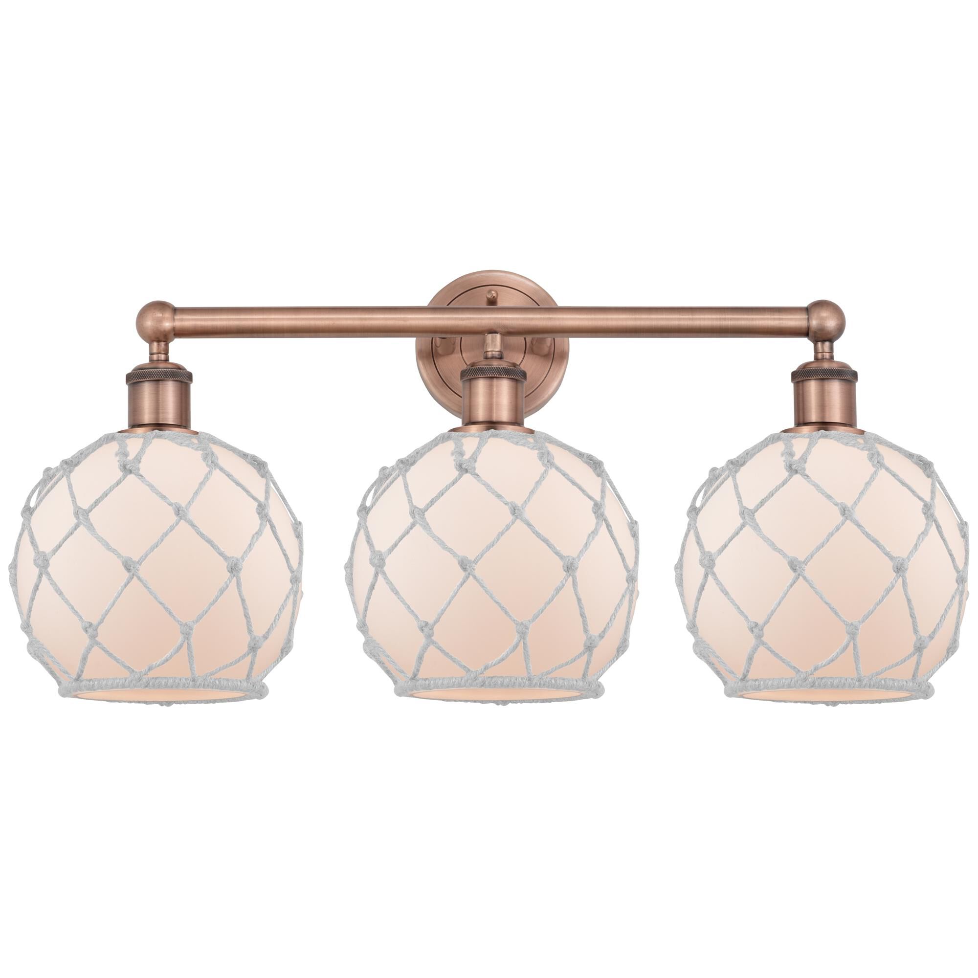 Shown in Antique Copper finish and White with White Rope glass