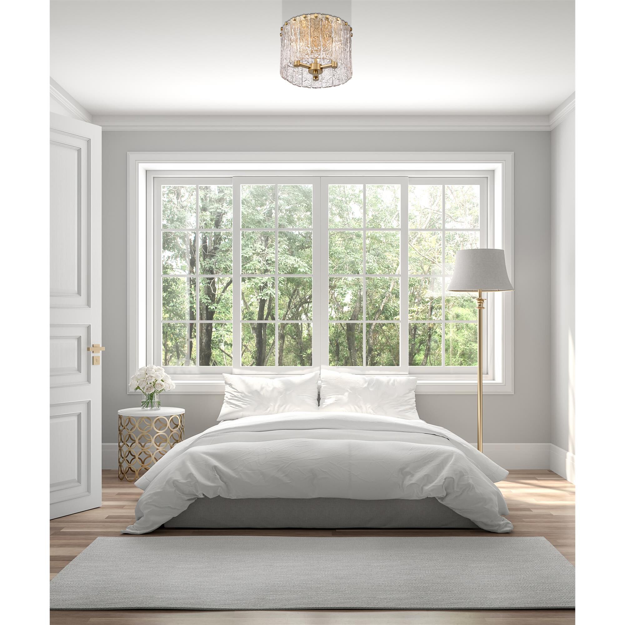 Shown in Modern Gold finish and Clear glass