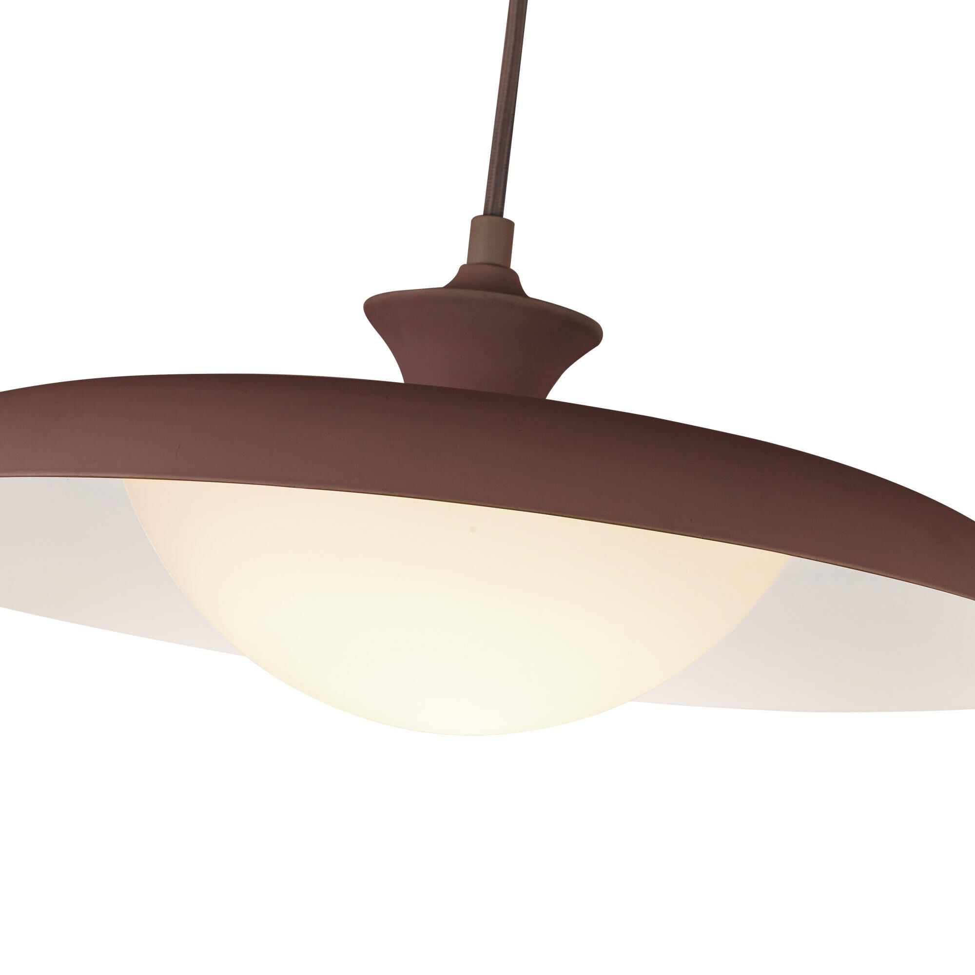 Shown in Burgundy finish and Opal glass