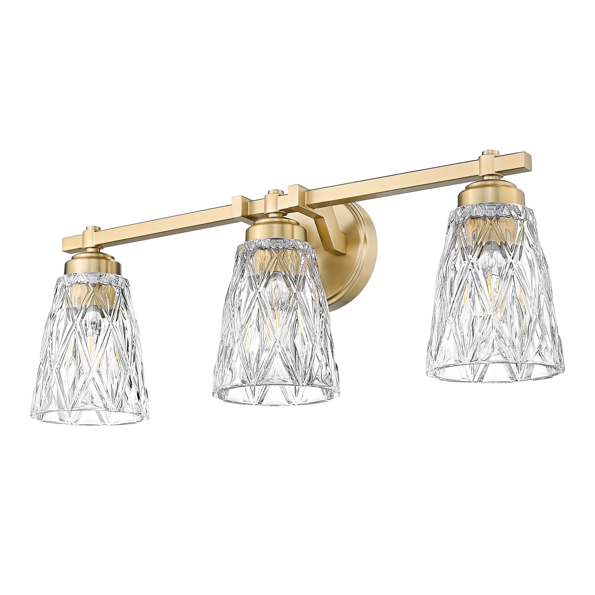 Shown in Modern Gold finish and Clear glass