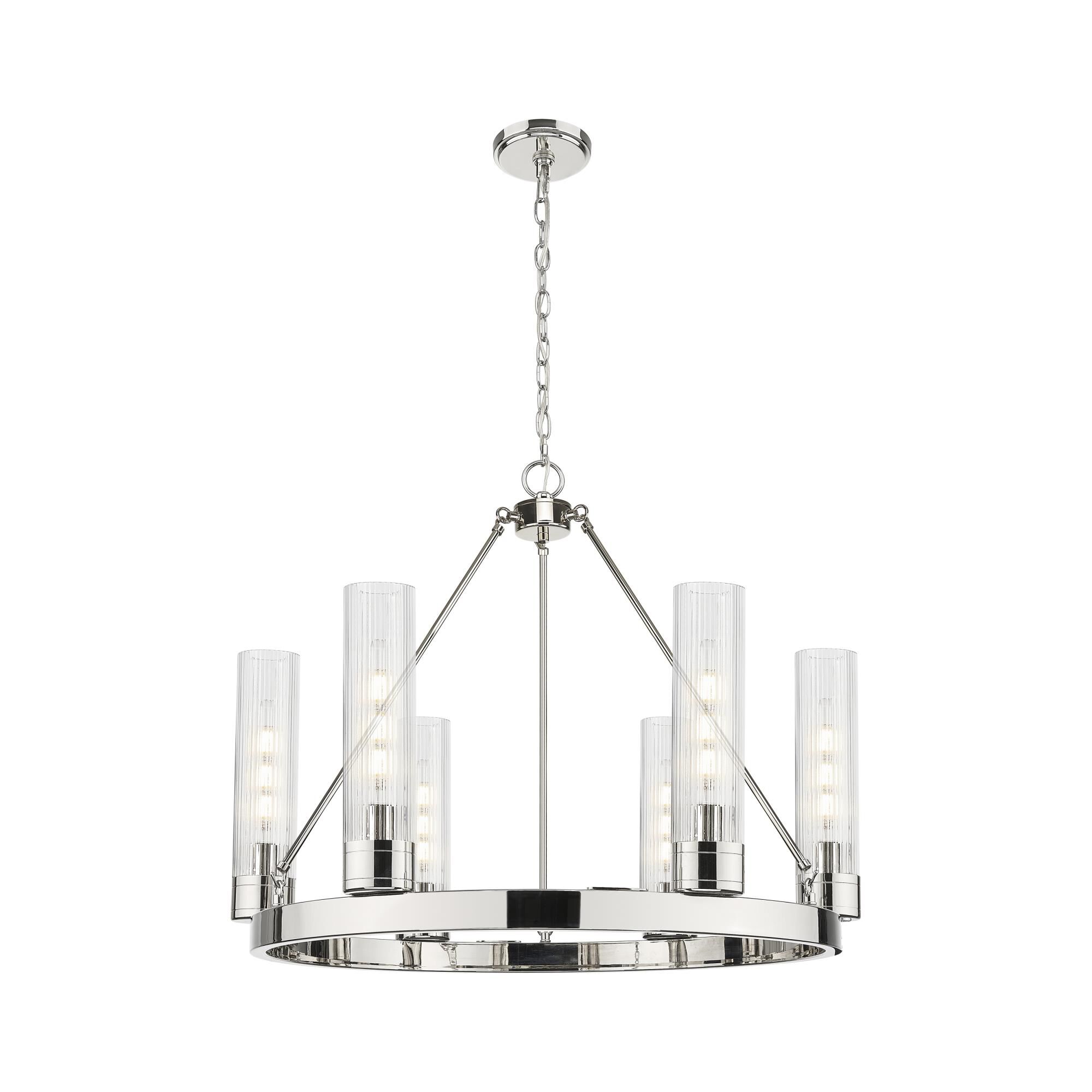 Shown in Polished Nickel finish and Striped Clear glass