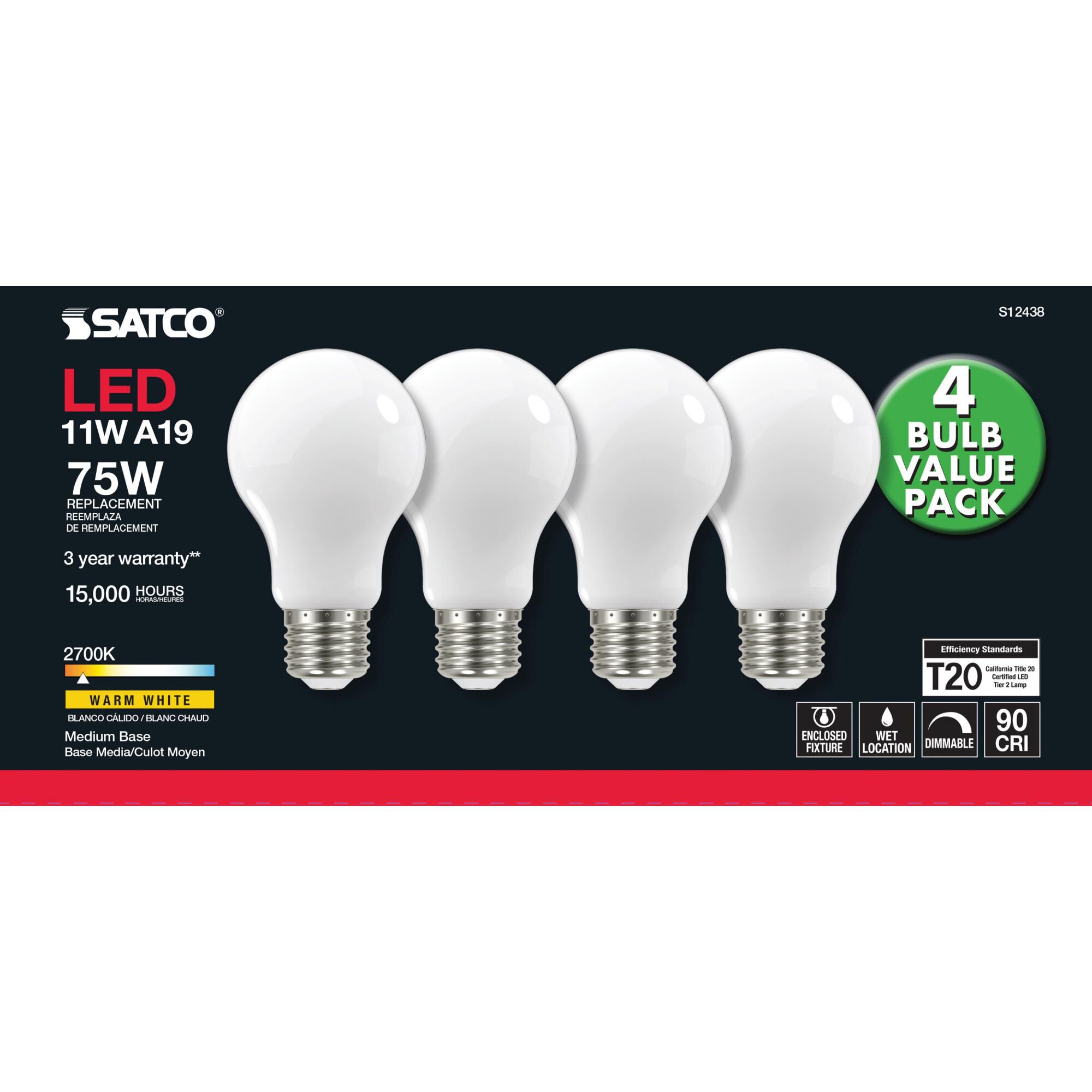 Dimmable 11 Watt 2700K A19 LED Light Bulb,