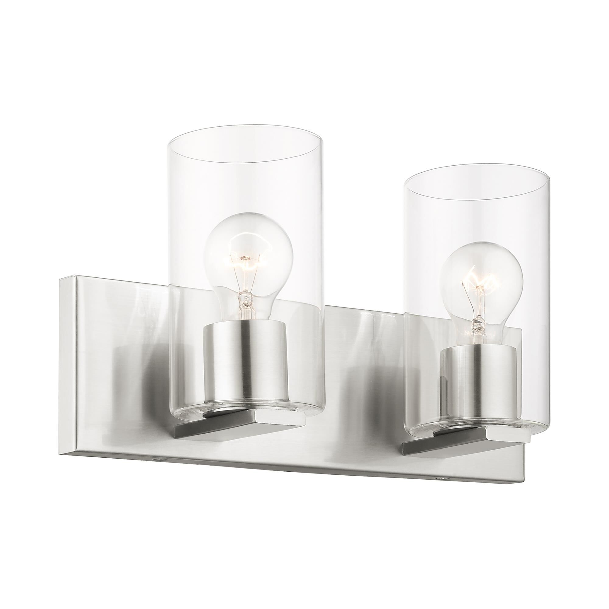 Shown in Brushed Nickel finish and Clear glass and Clear Glass shade