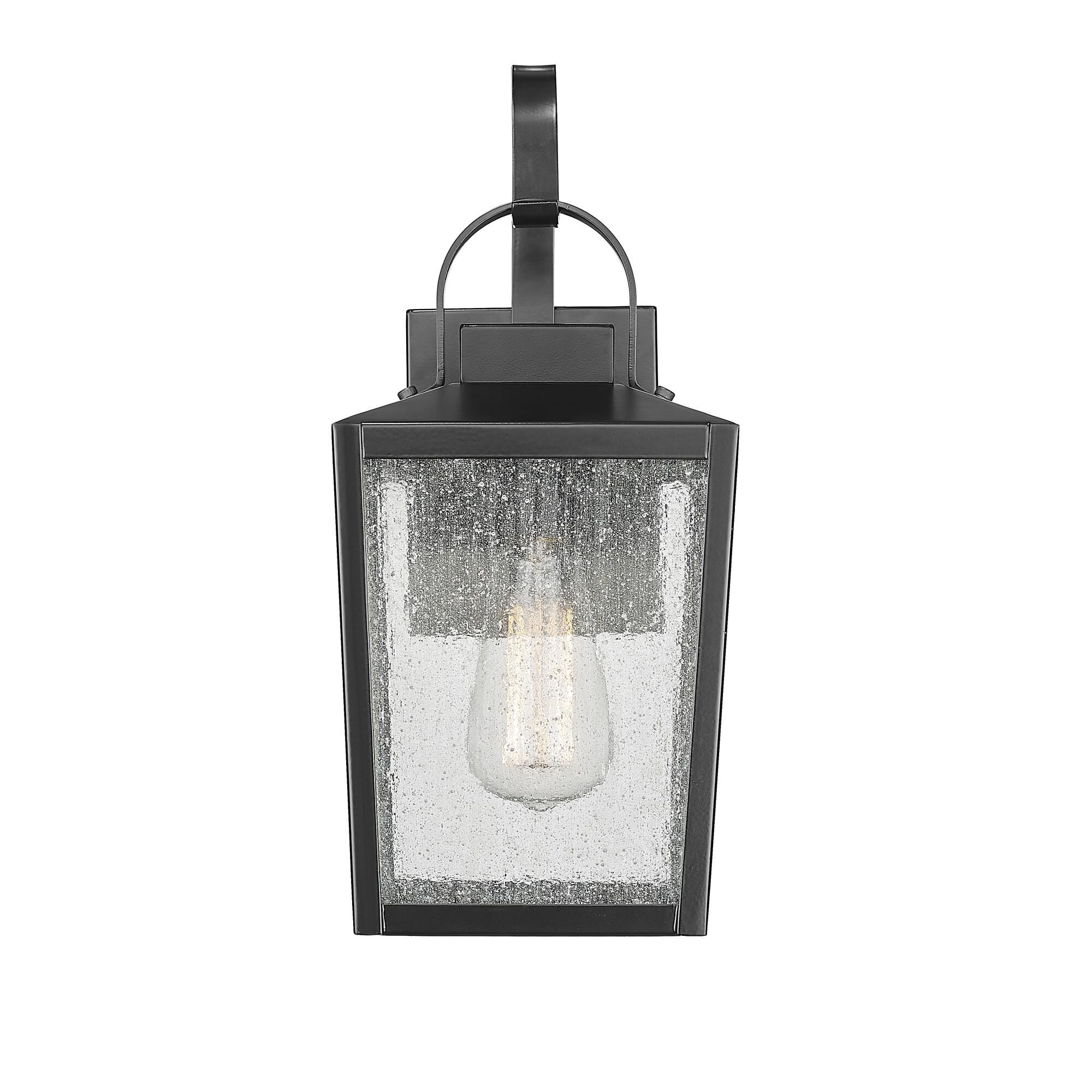 Shown in Powder Coated Black finish and Clear Seeded glass