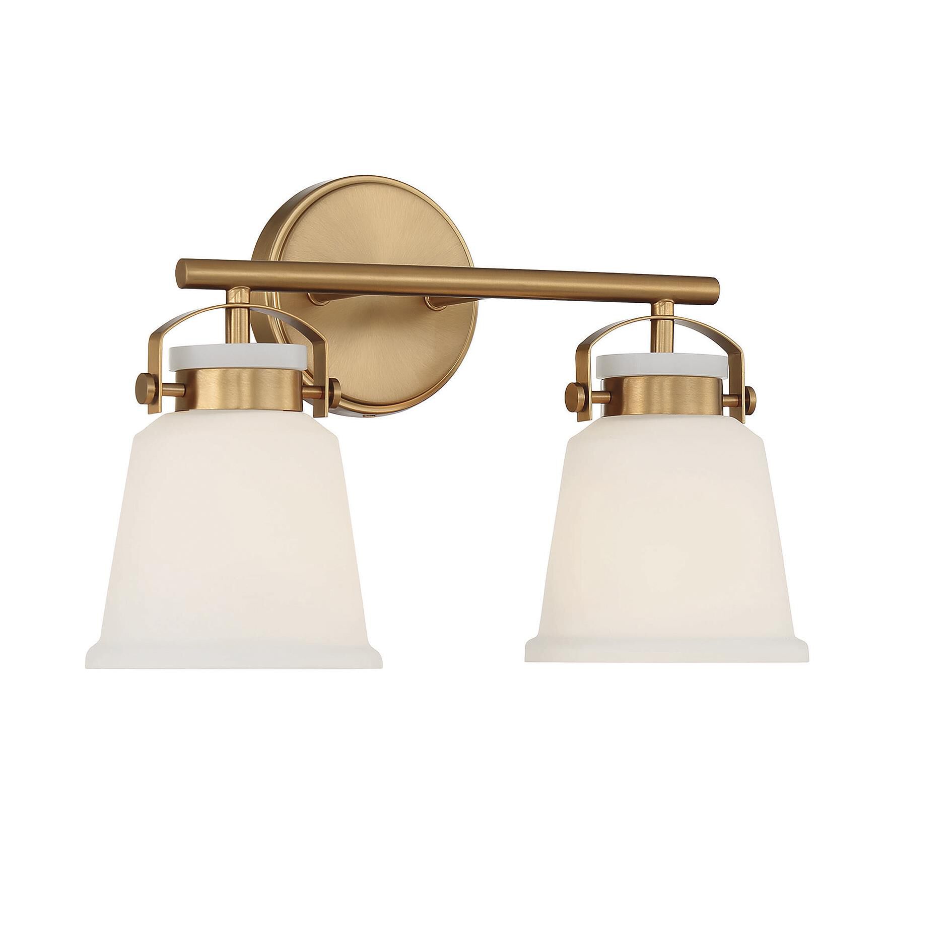 Shown in Warm Brass finish and White Opal glass and Glass shade