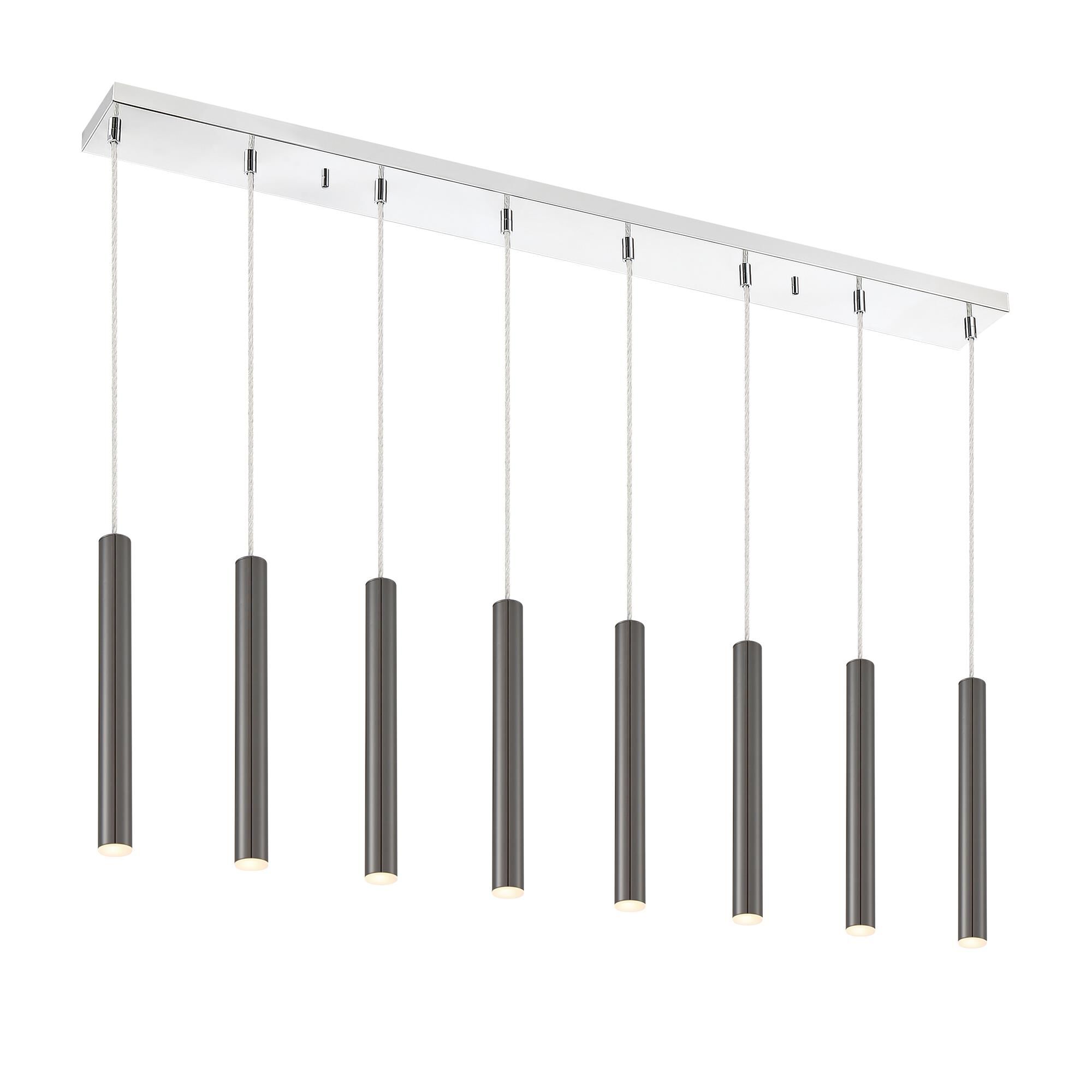 Shown in Chrome finish and Steel glass and Steel shade