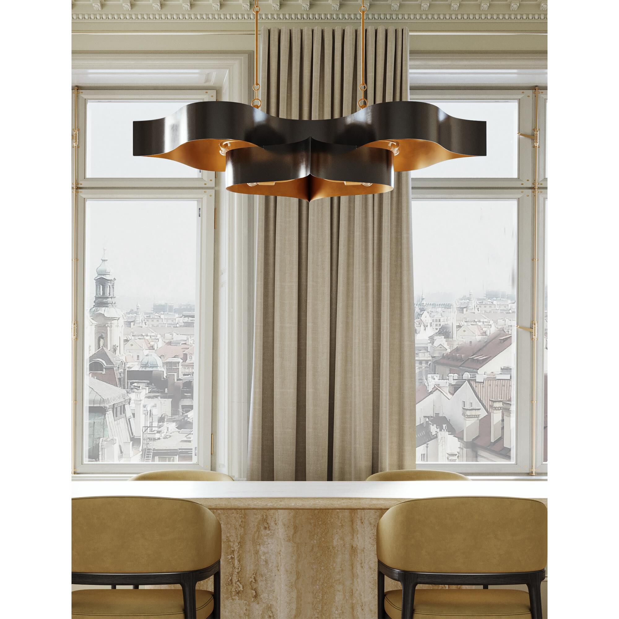 Shown in Satin Black-Contemporary Gold Leaf finish