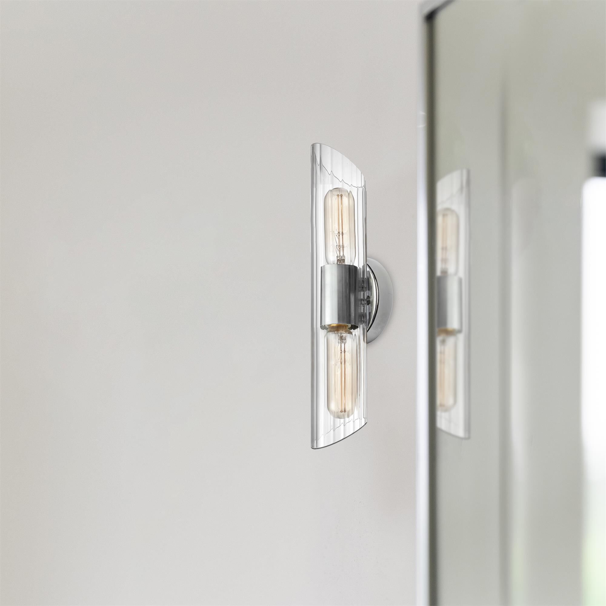 Shown in Clear and Polished Chrome finish and Clear Cylinder glass