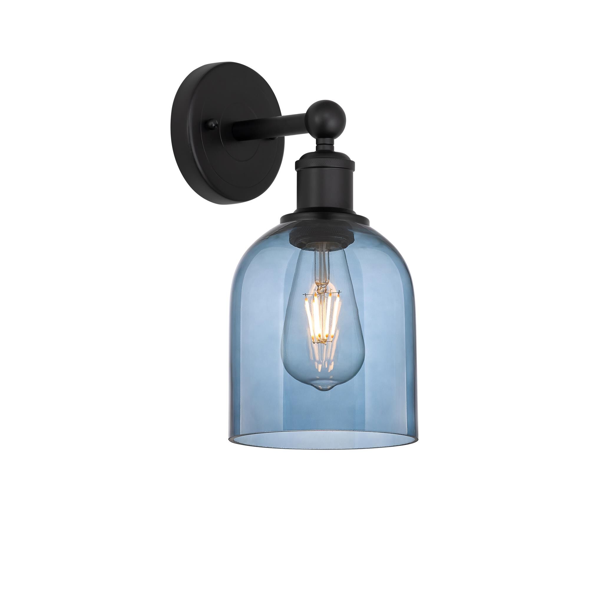 Shown in Matte Black finish and Princess Blue glass