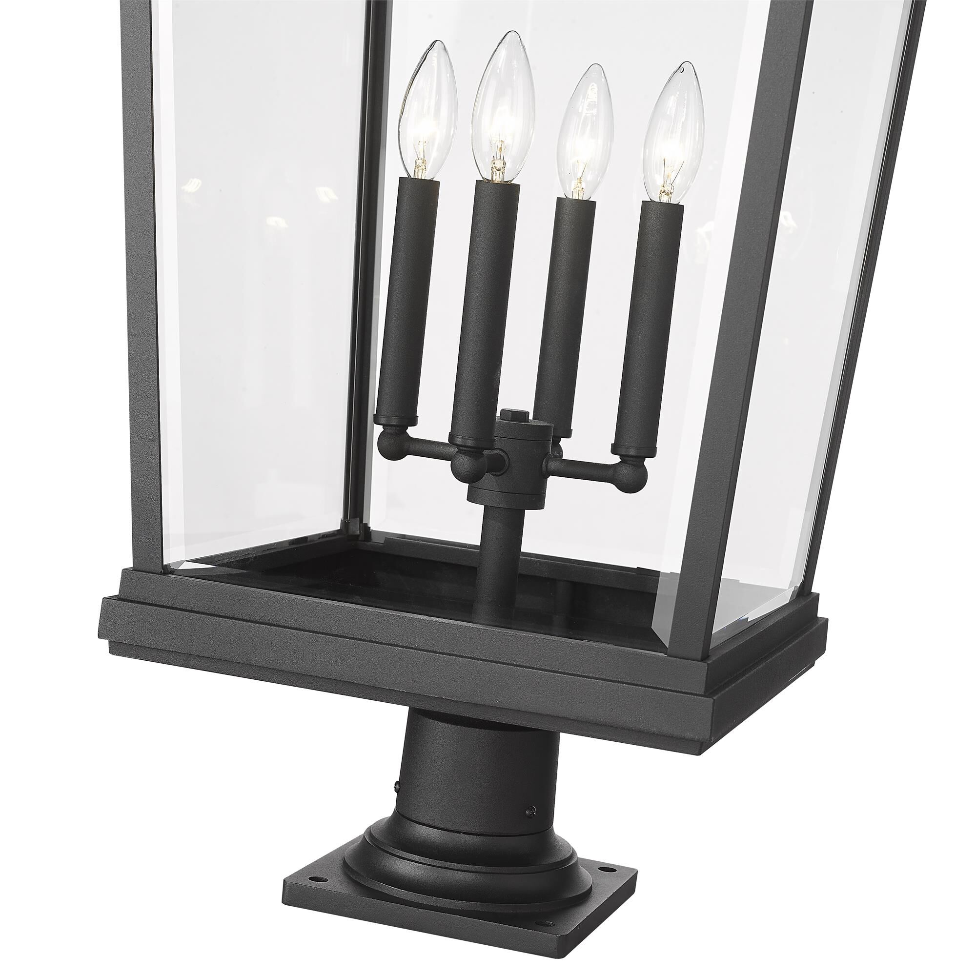 Shown in Black finish and Glass shade