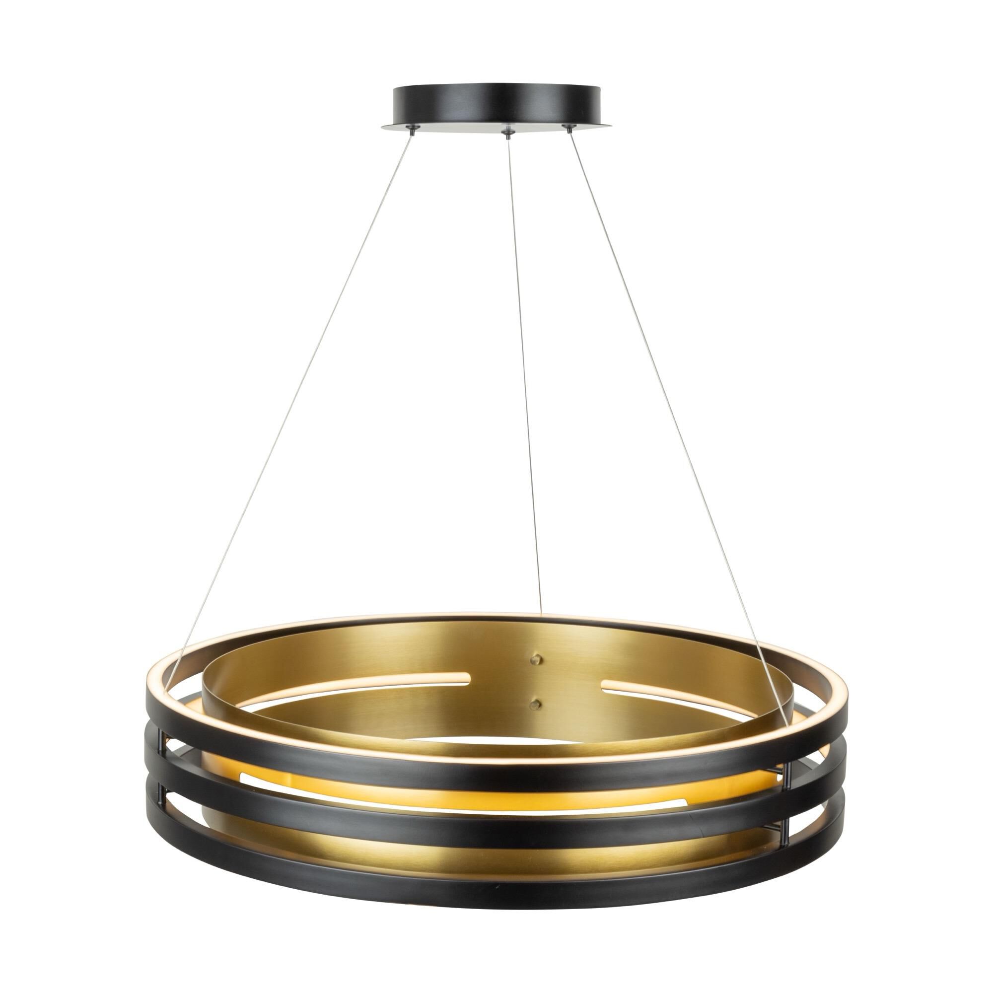 Shown in Black And Brushed Brass finish and Silicone shade