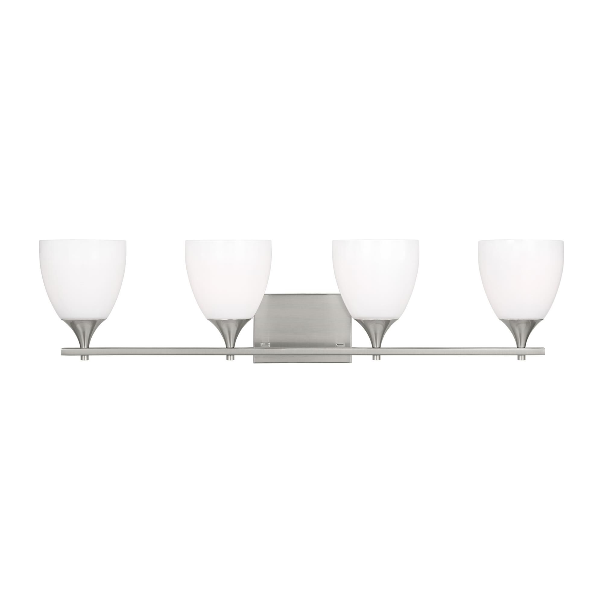 Shown in Brushed Steel finish and Milk Glass s shade