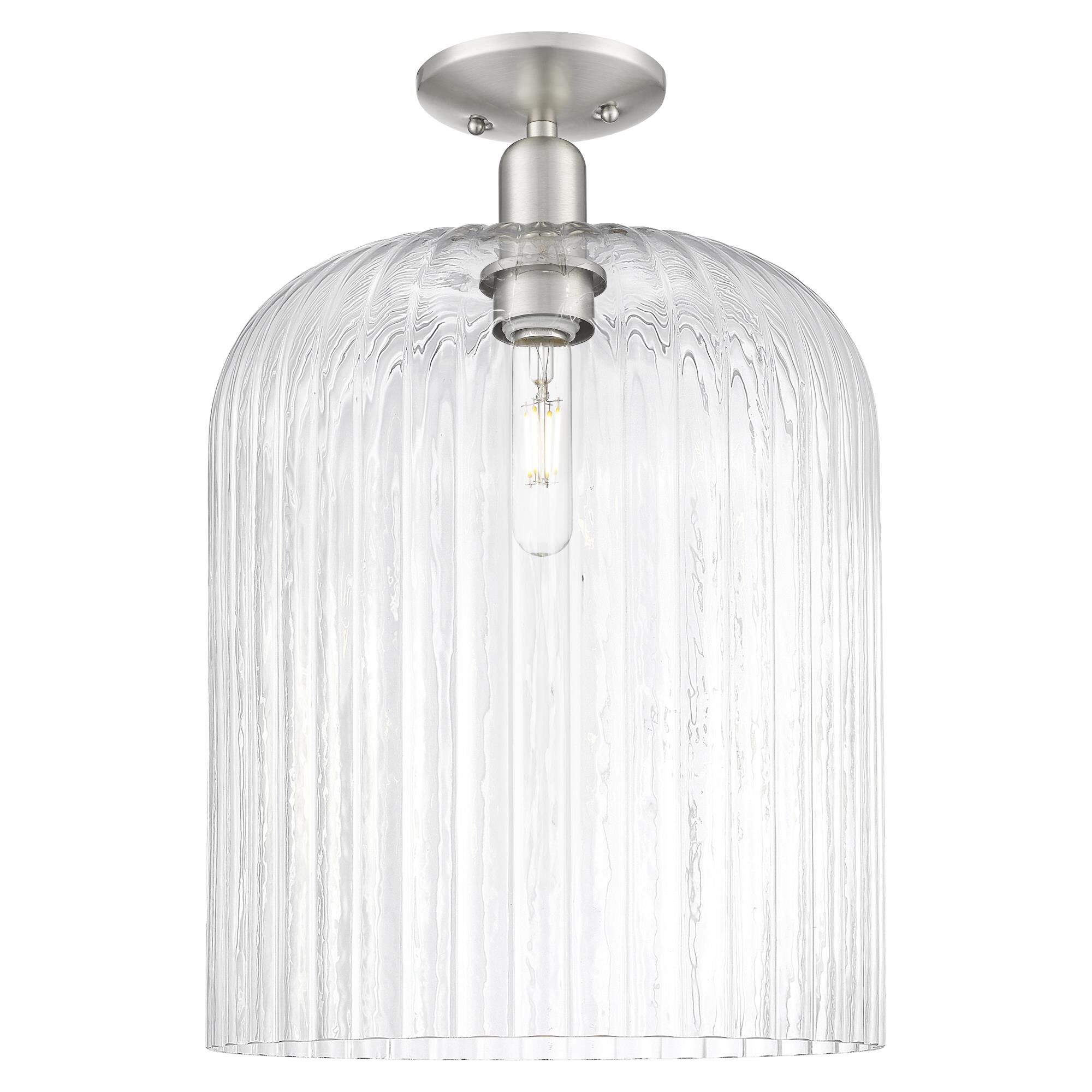 Shown in Brushed Satin Nickel finish and Clear glass