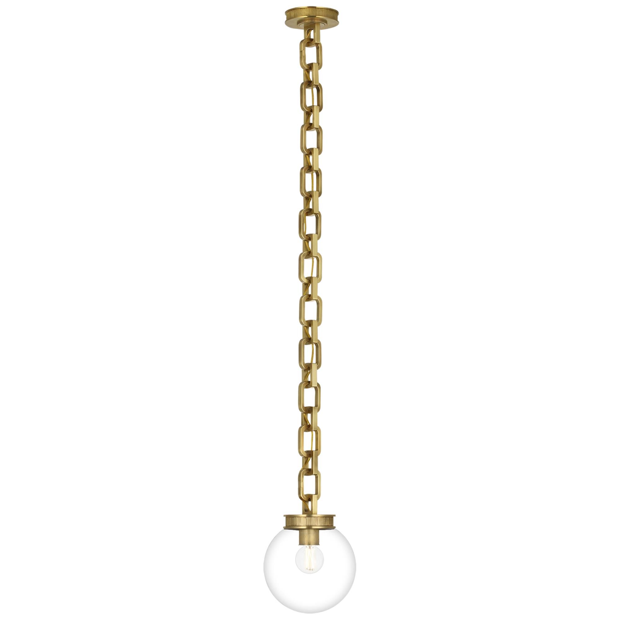 Shown in Soft Brass finish and Clear glass