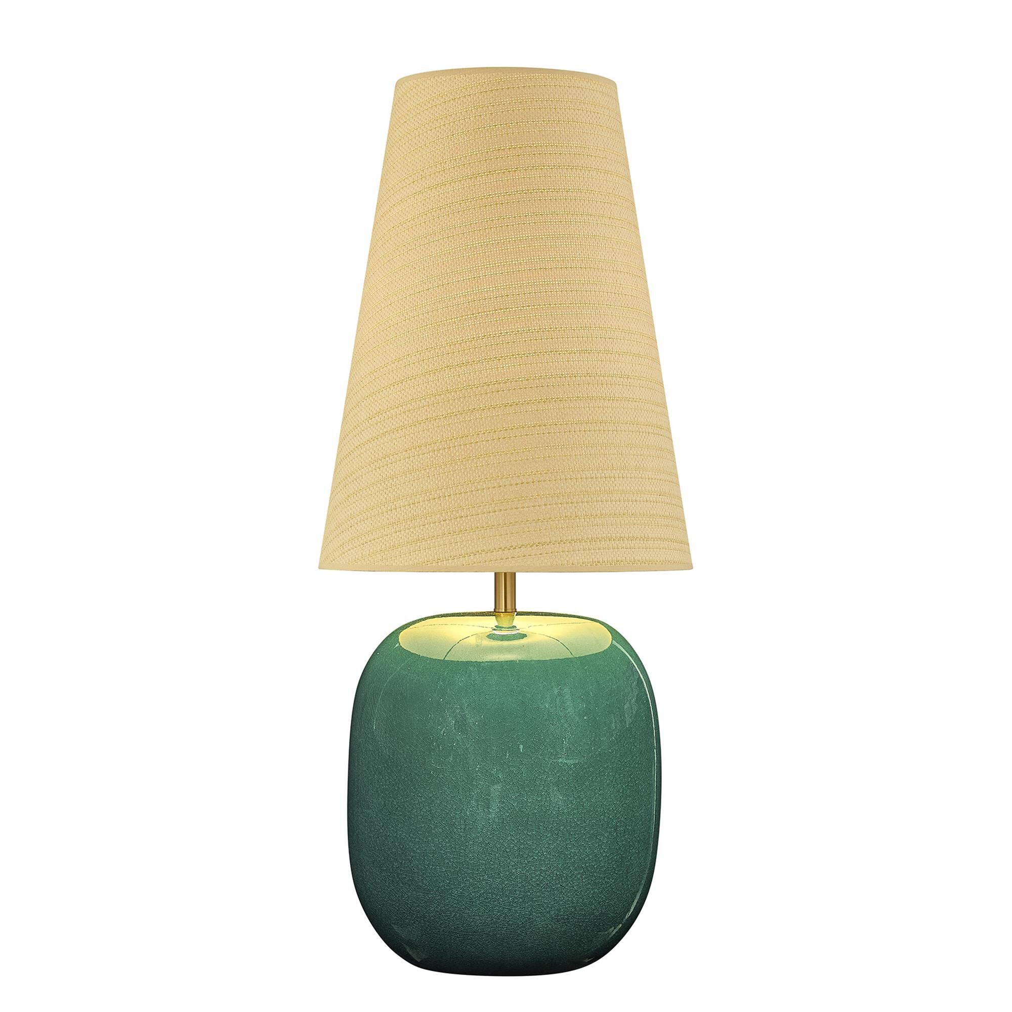 Shown in Warm Brass finish and Beige Parchment shade