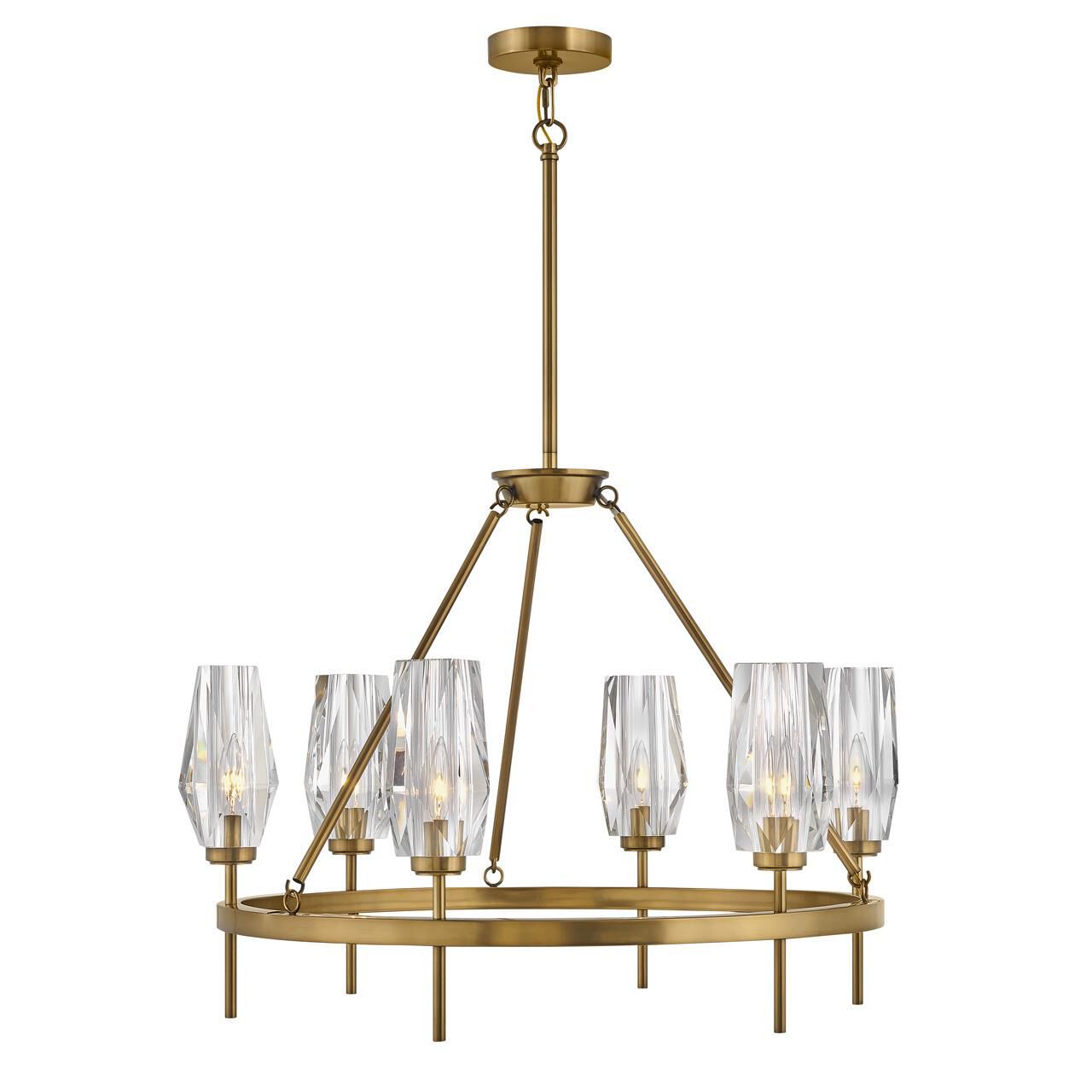 Shown in Heritage Brass finish and Faceted Clear Crystal glass