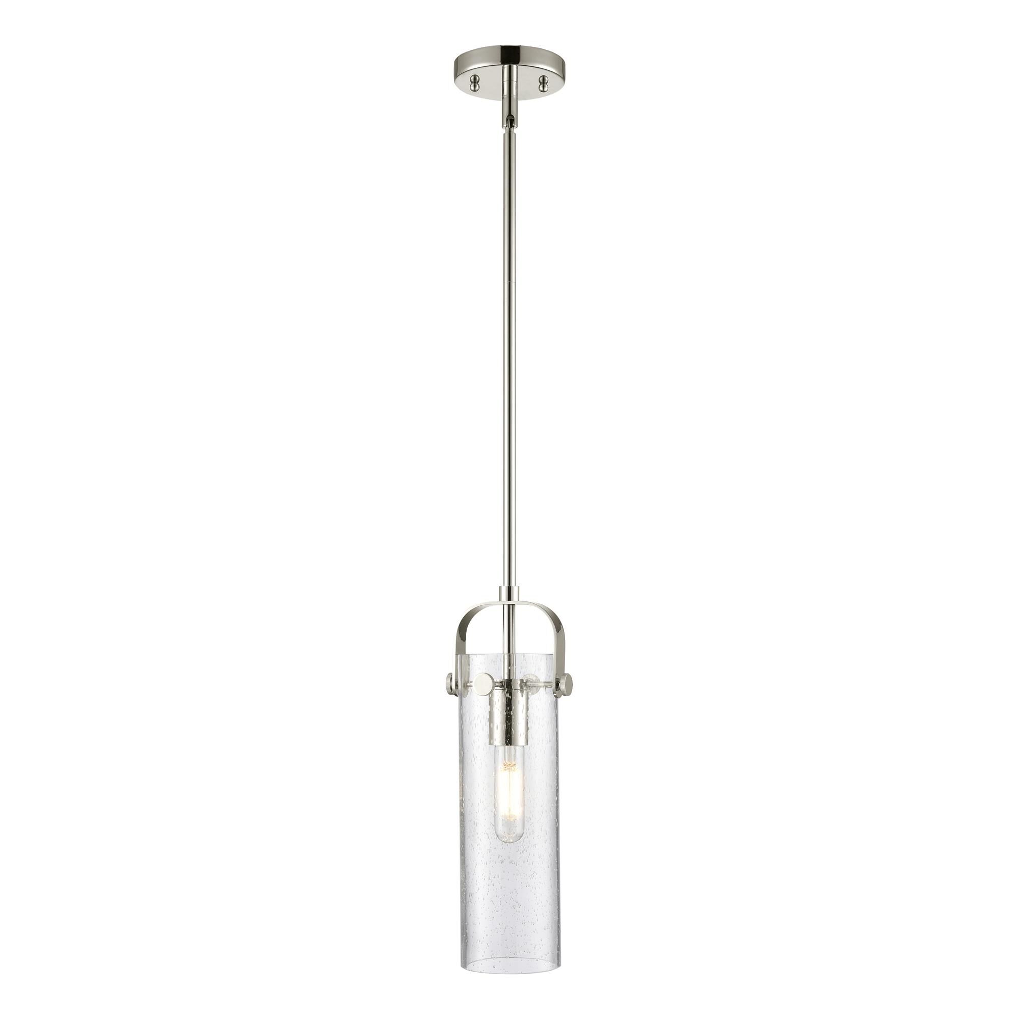 Shown in Polished Nickel finish and Seedy glass and Seedy Glass shade