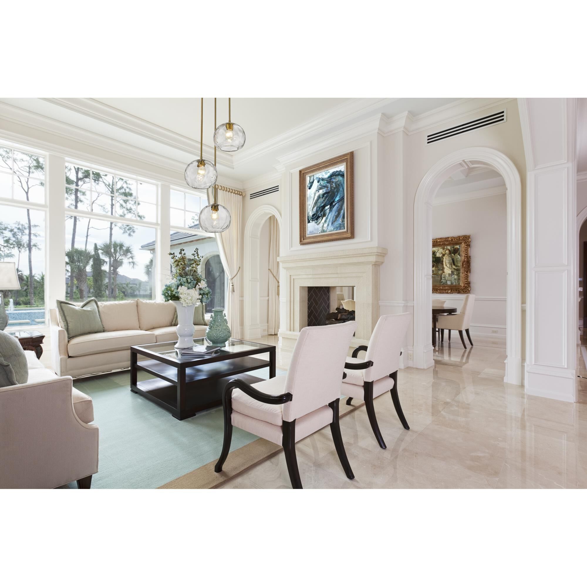 Shown in Olde Brass finish and Glass shade