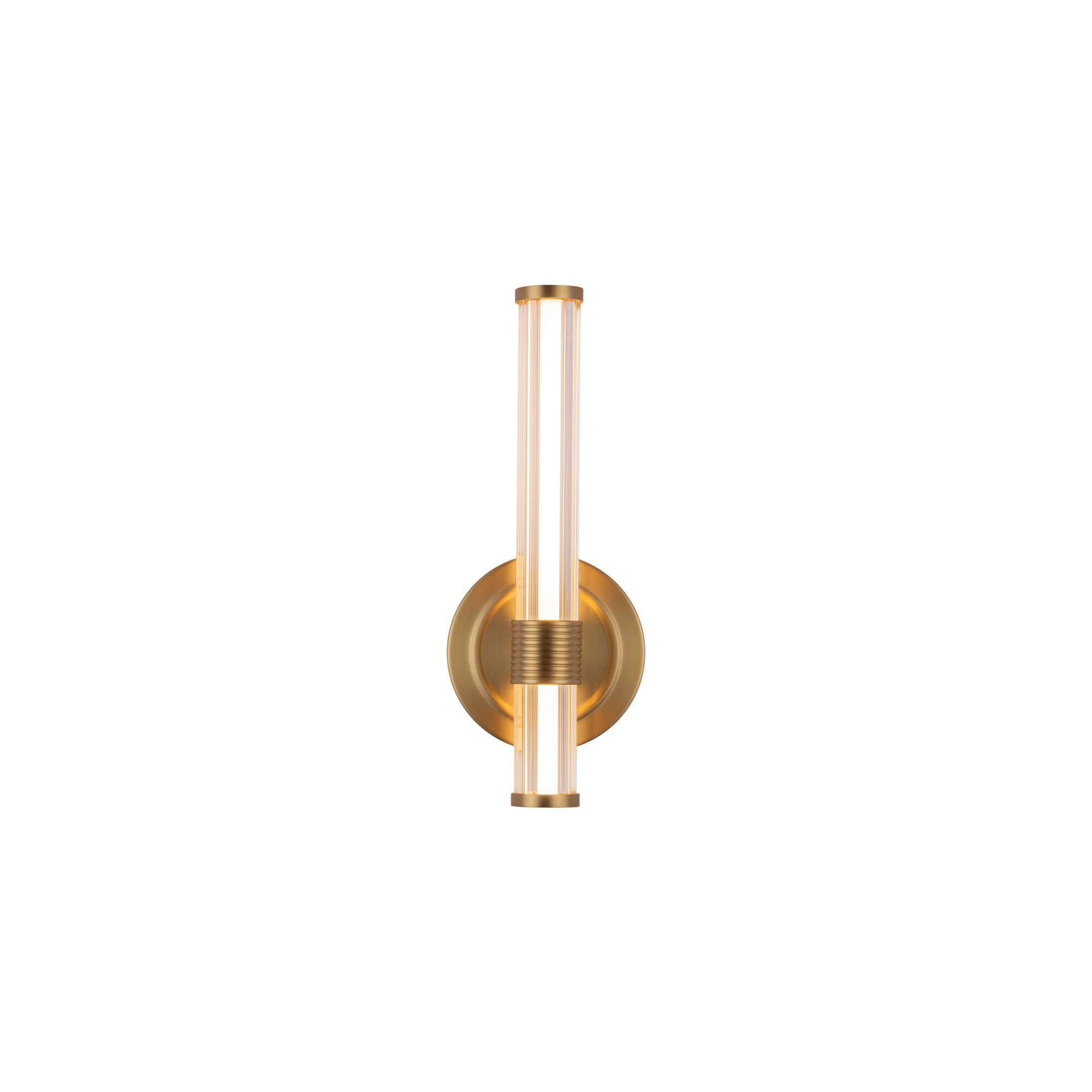 Shown in Brushed Gold finish and Clear Ribbed Acrylic Diffuser glass