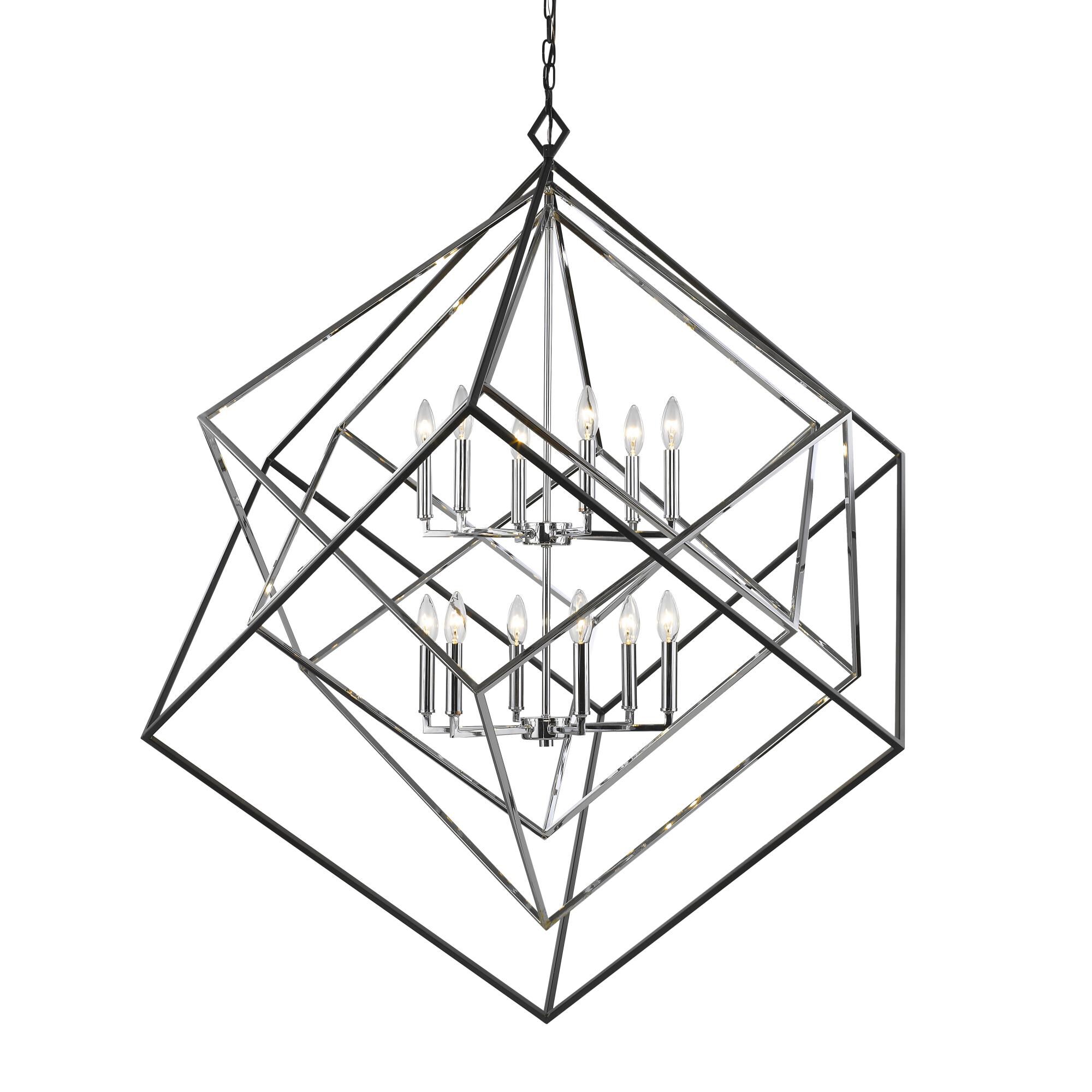 Shown in Chrome + Matte Black finish and --- glass and --- shade