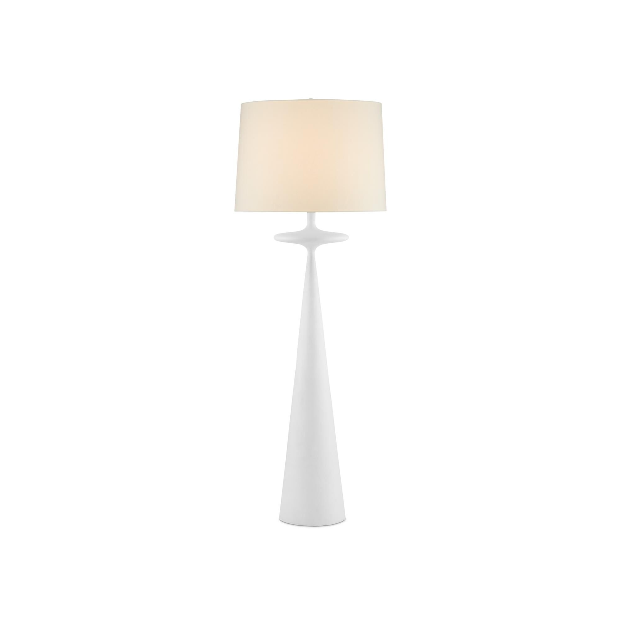 Shown in Gesso White finish and Off-White Linen shade