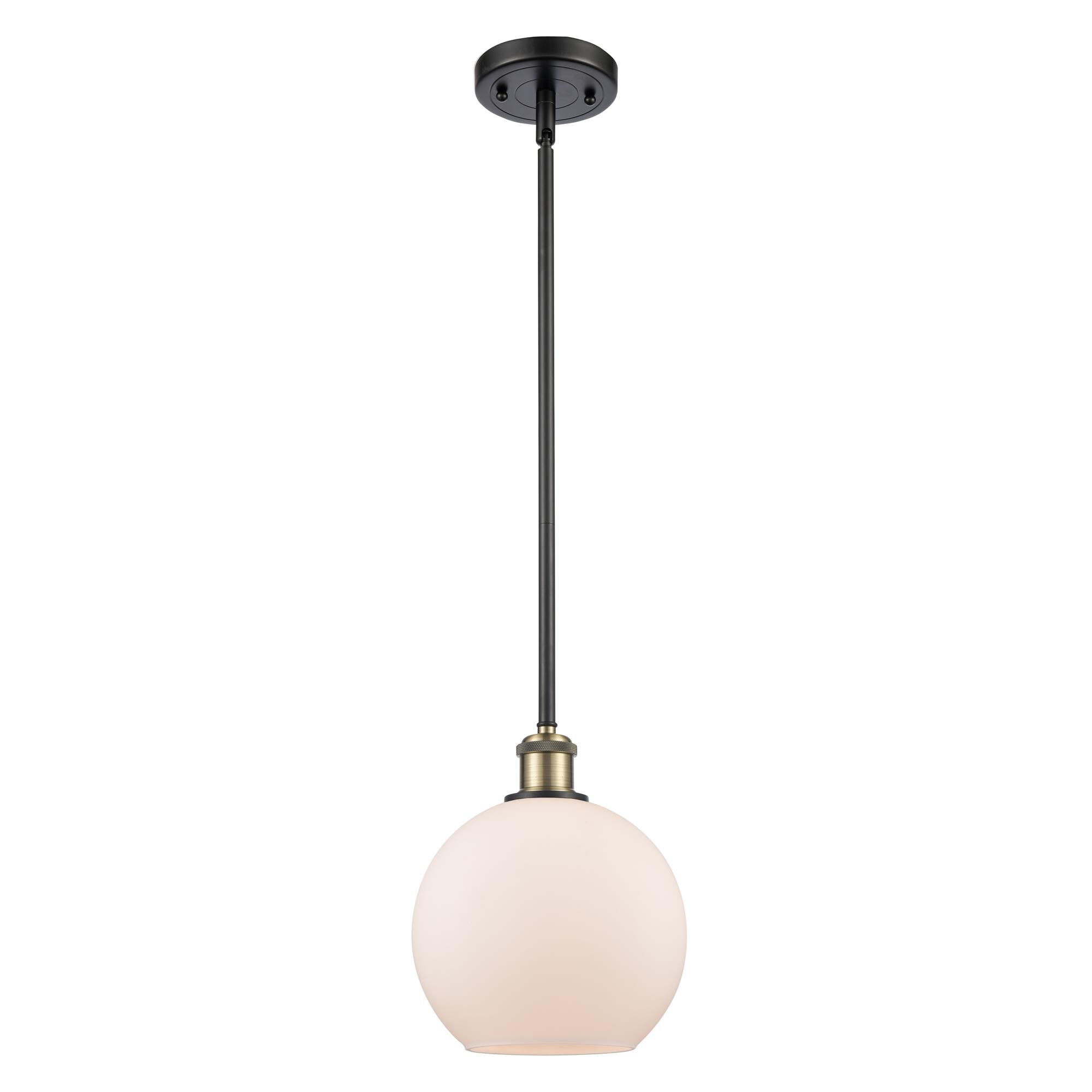 Shown in Black Antique Brass finish and Sphere glass and Glass shade