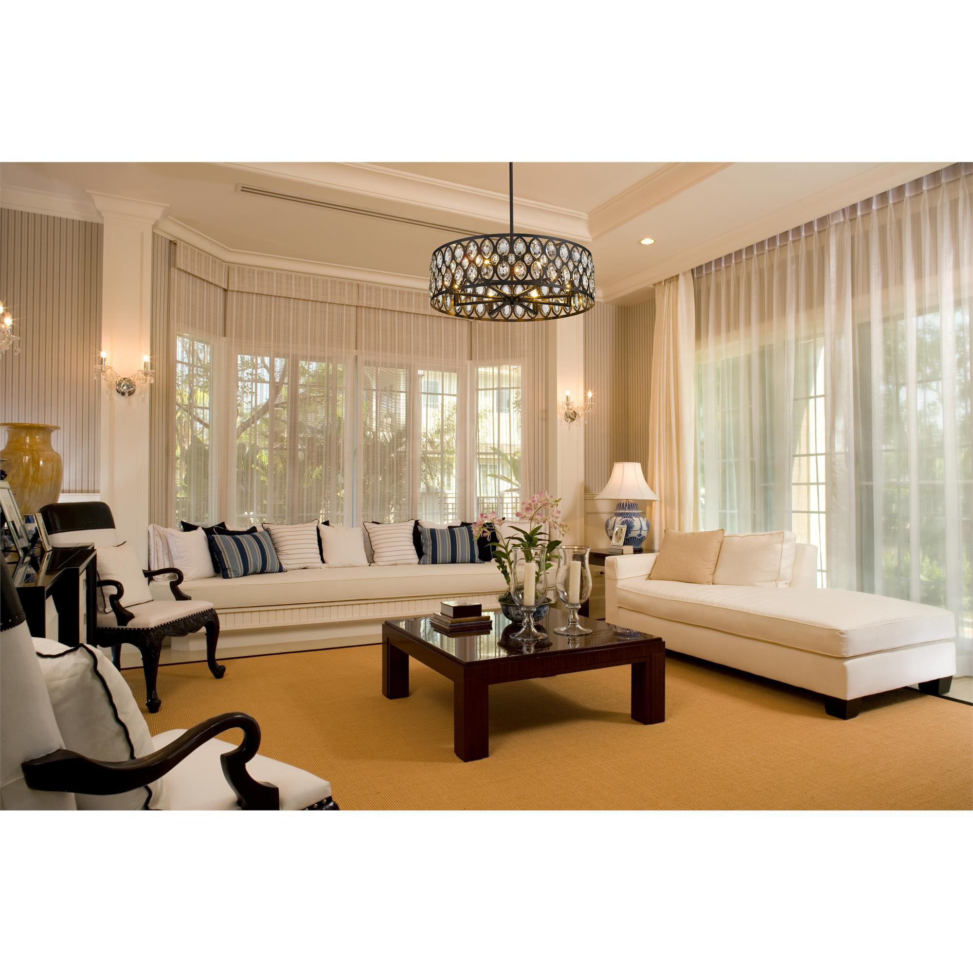 Shown in Matte Black finish and Steel + K9 Crystal glass and Steel + K9 Crystal shade
