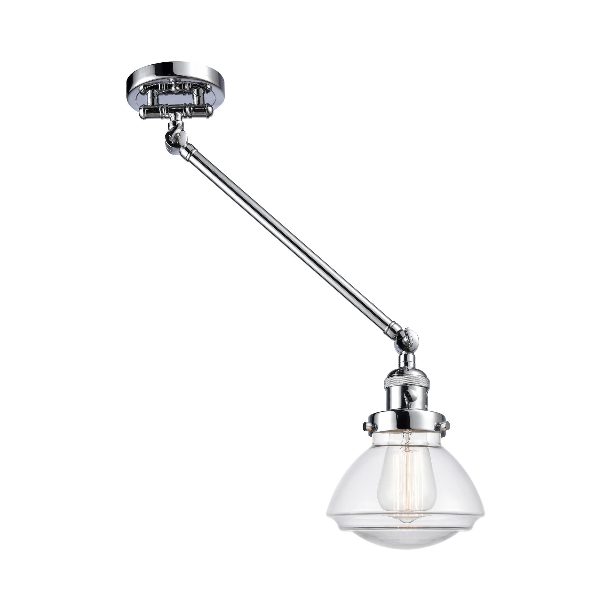 Shown in Polished Chrome finish and Bell glass and Glass shade and Bulb Tint - Amber accent