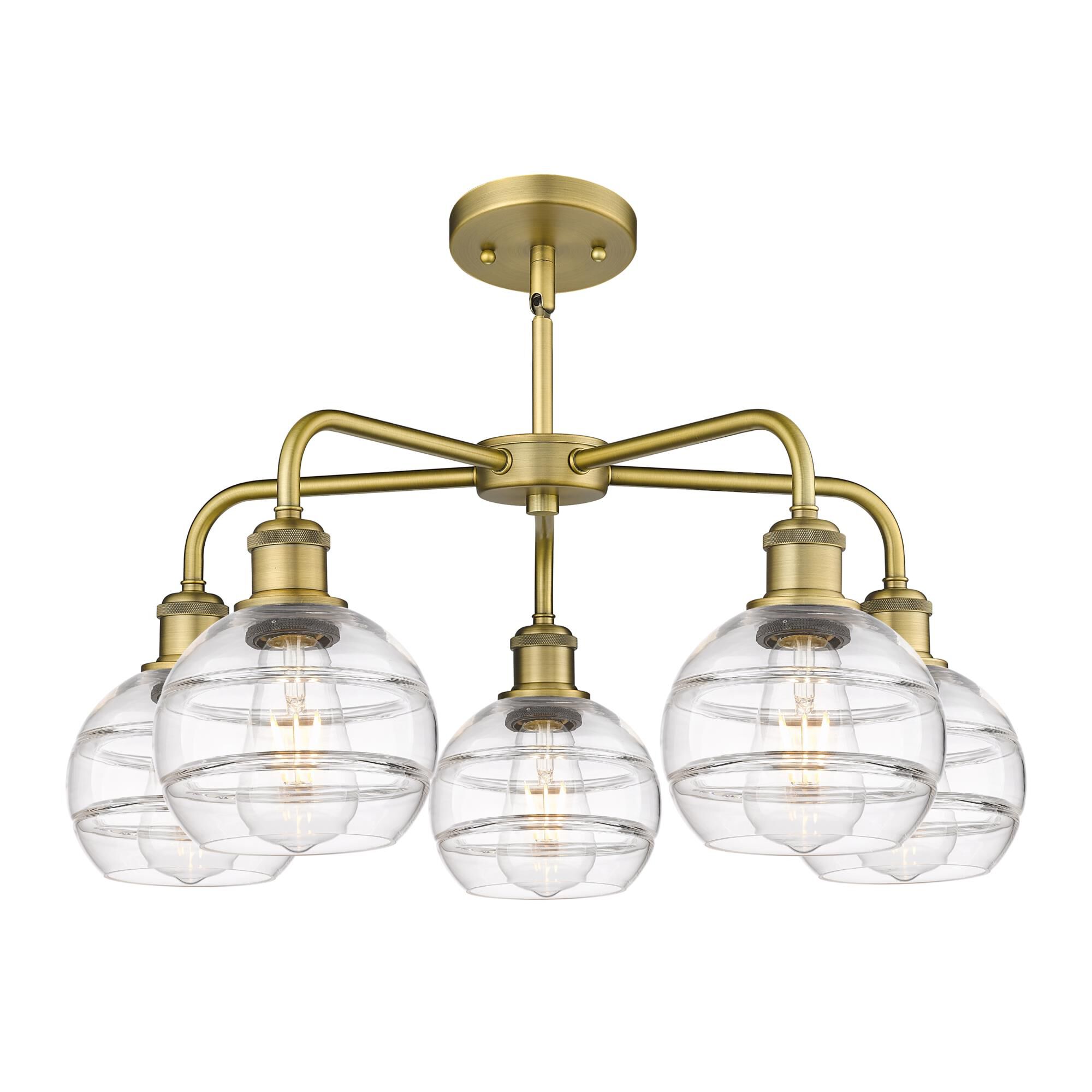 Shown in Brushed Brass finish and Clear glass