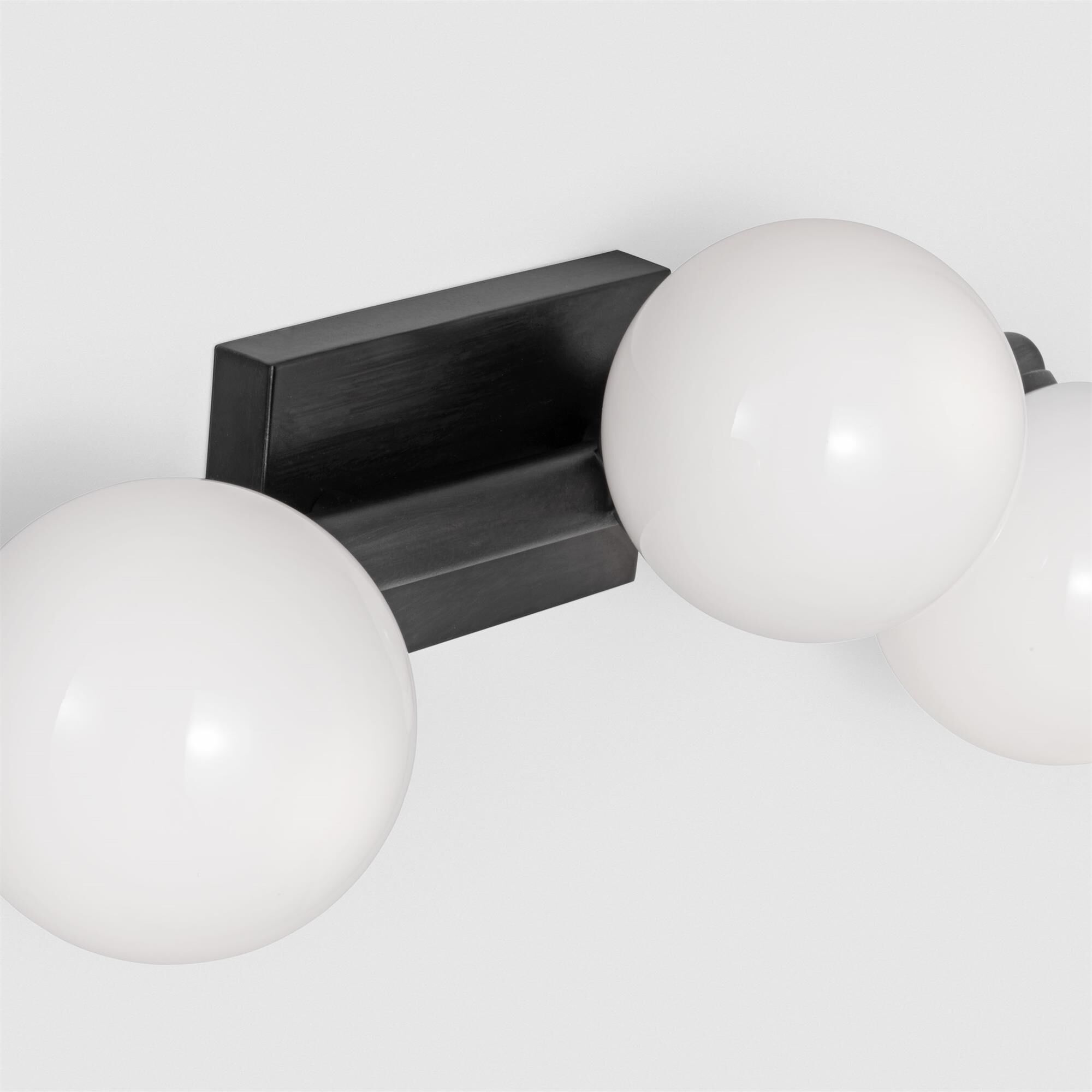 Shown in Aged Iron finish and Milk glass