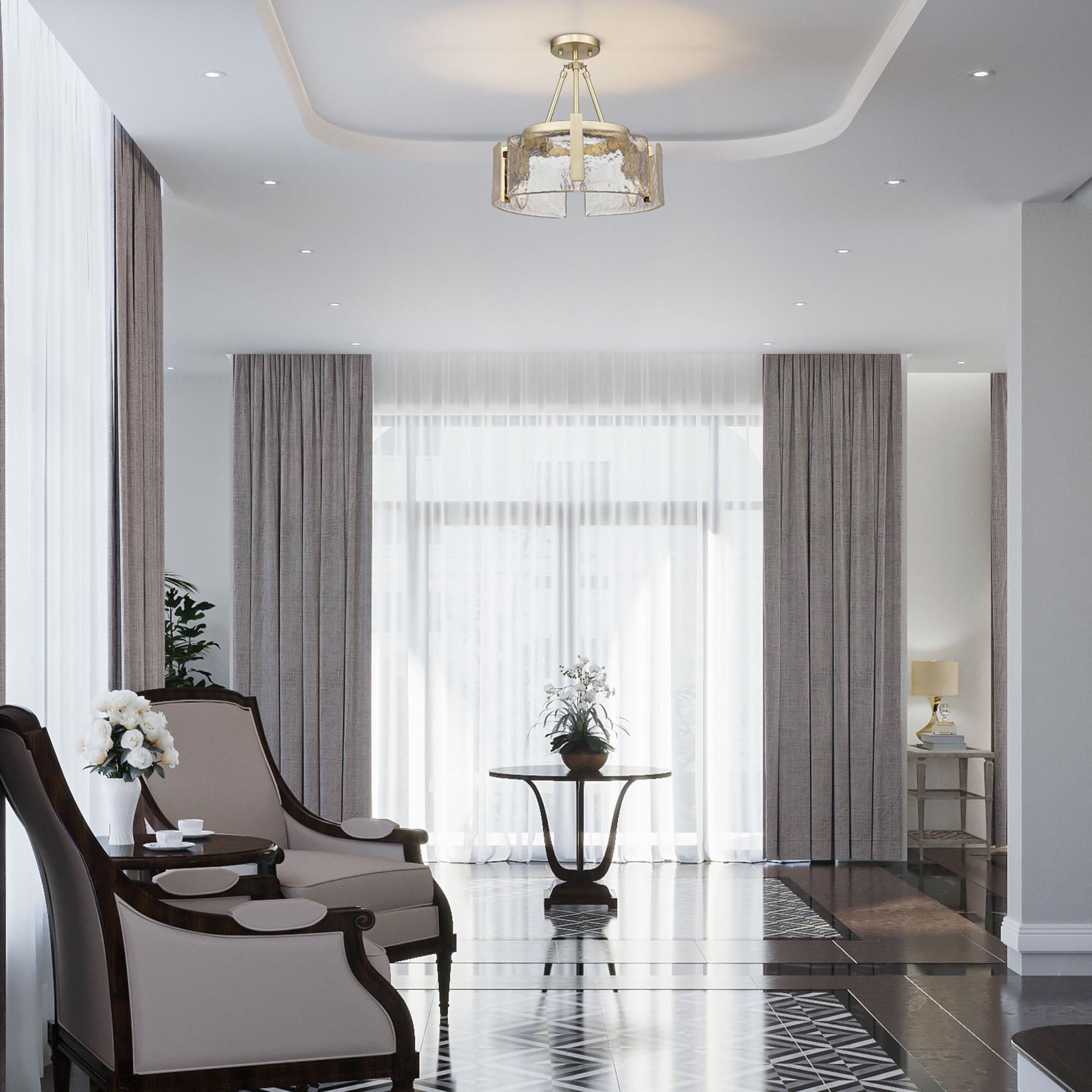 Aenon 17 Inch Semi Flush Mount by Golden Lighting