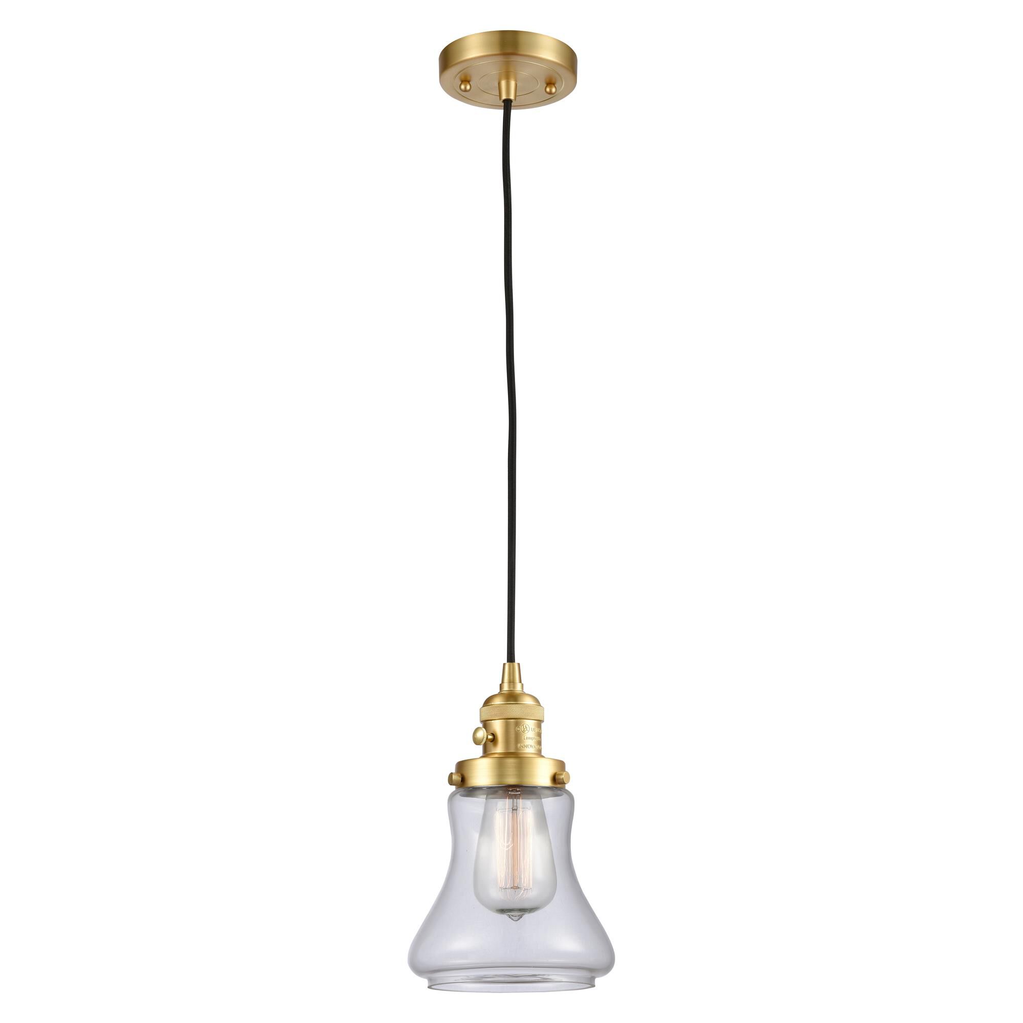 Shown in Satin Gold finish and Clear glass