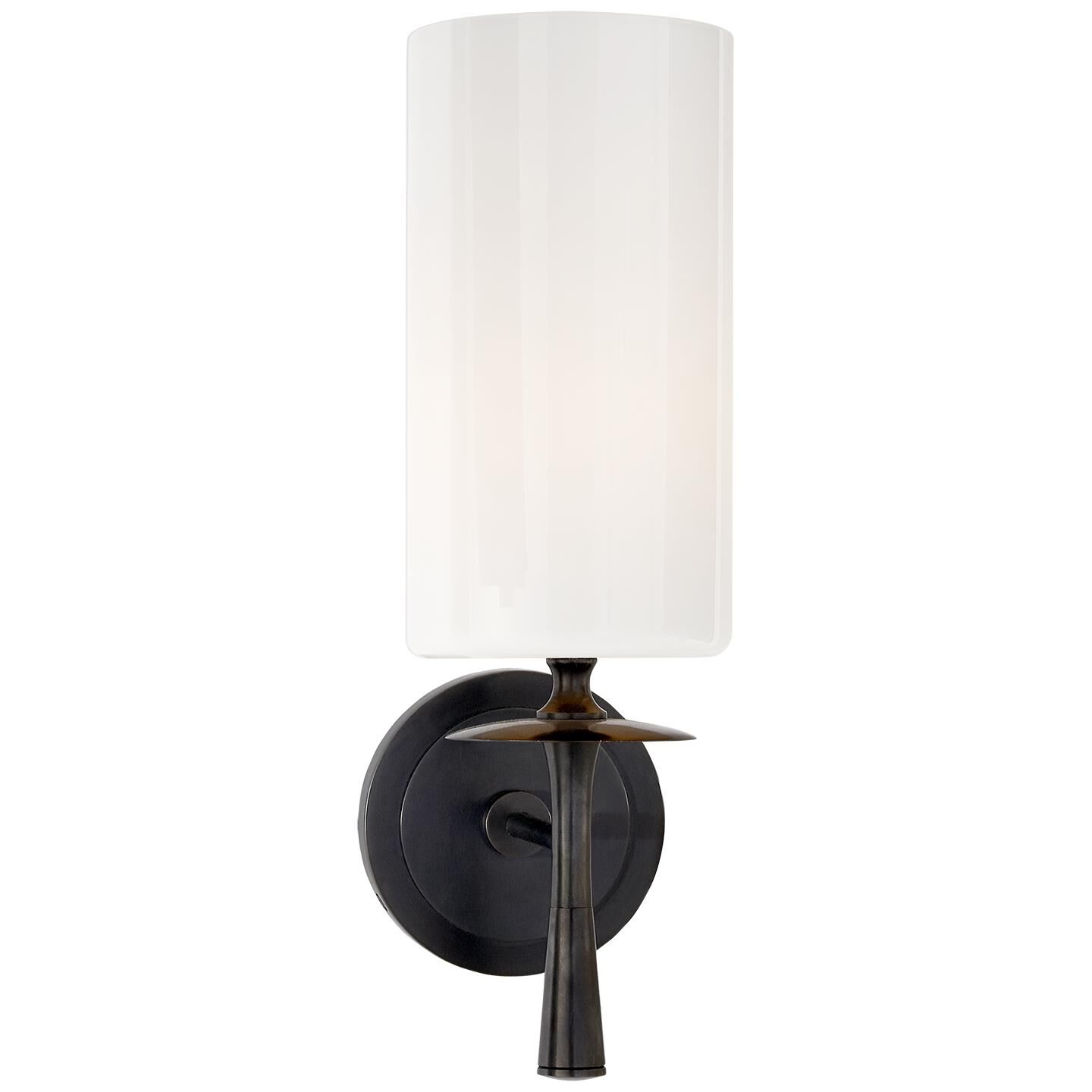 Shown in Bronze finish and White Glass shade